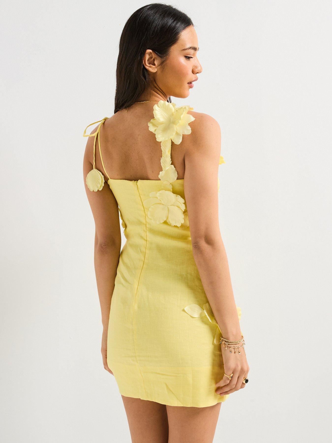 Naf V-Neck Mini Dress - Yellow Floral
