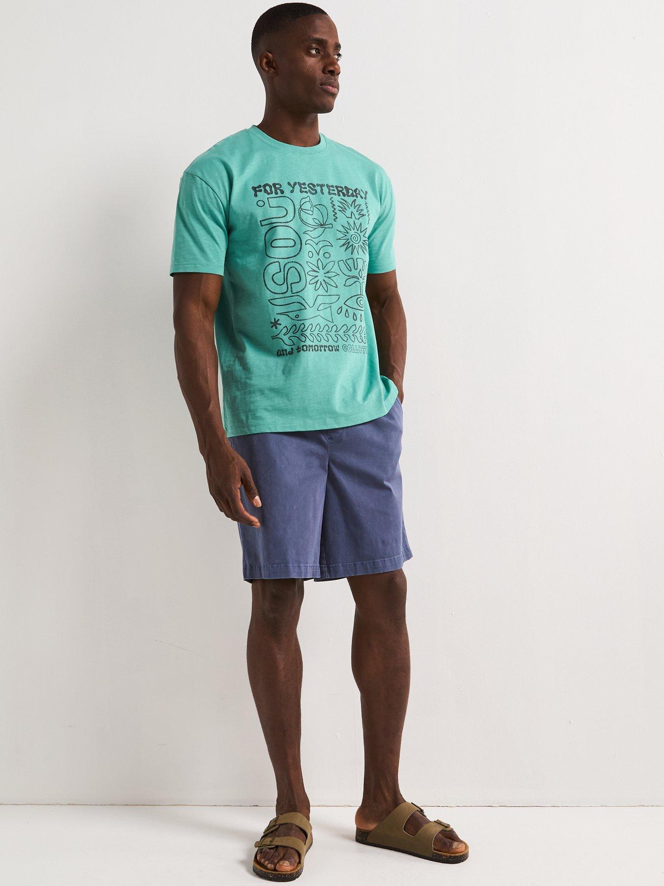  image of very-man-relaxed-fit-chest-print-t-shirt-green