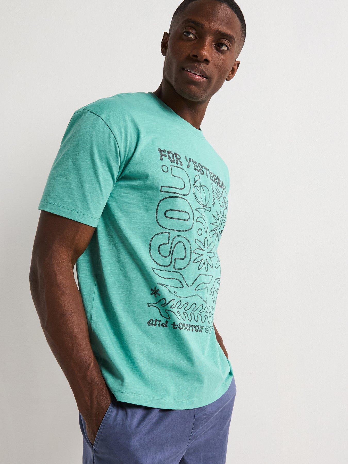  image of very-man-relaxed-fit-chest-print-t-shirt-green