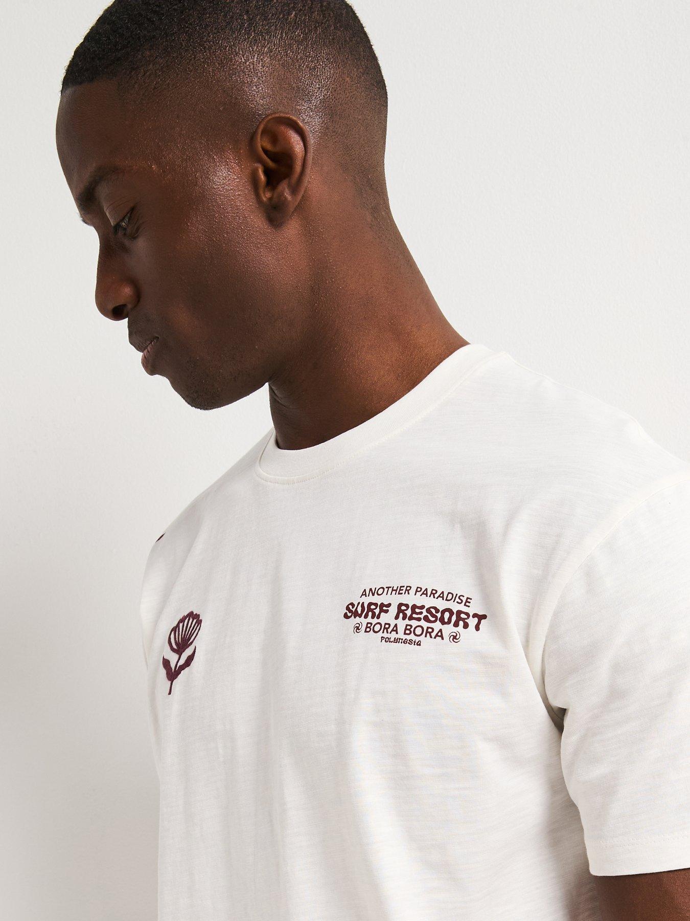Image 5 of 6 of Very Man Relaxed Fit Left Chest Print T-Shirt - Ecru