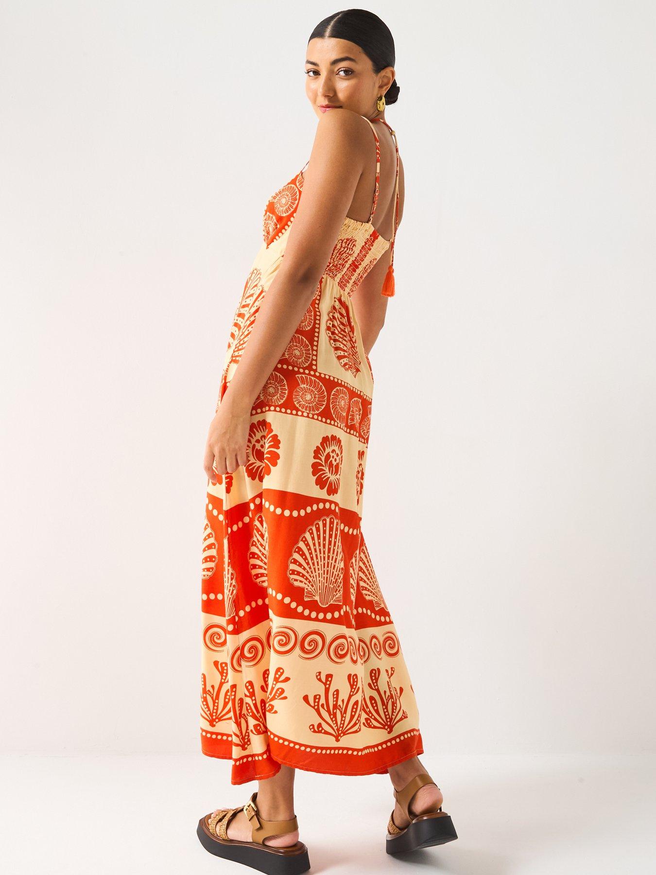 stillFront image of v-by-very-shell-printed-midi-dress-print