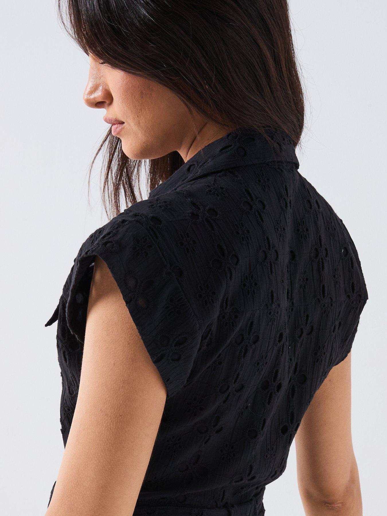 Image 5 of 6 of V by Very Broderie Utility Jumpsuit - Black