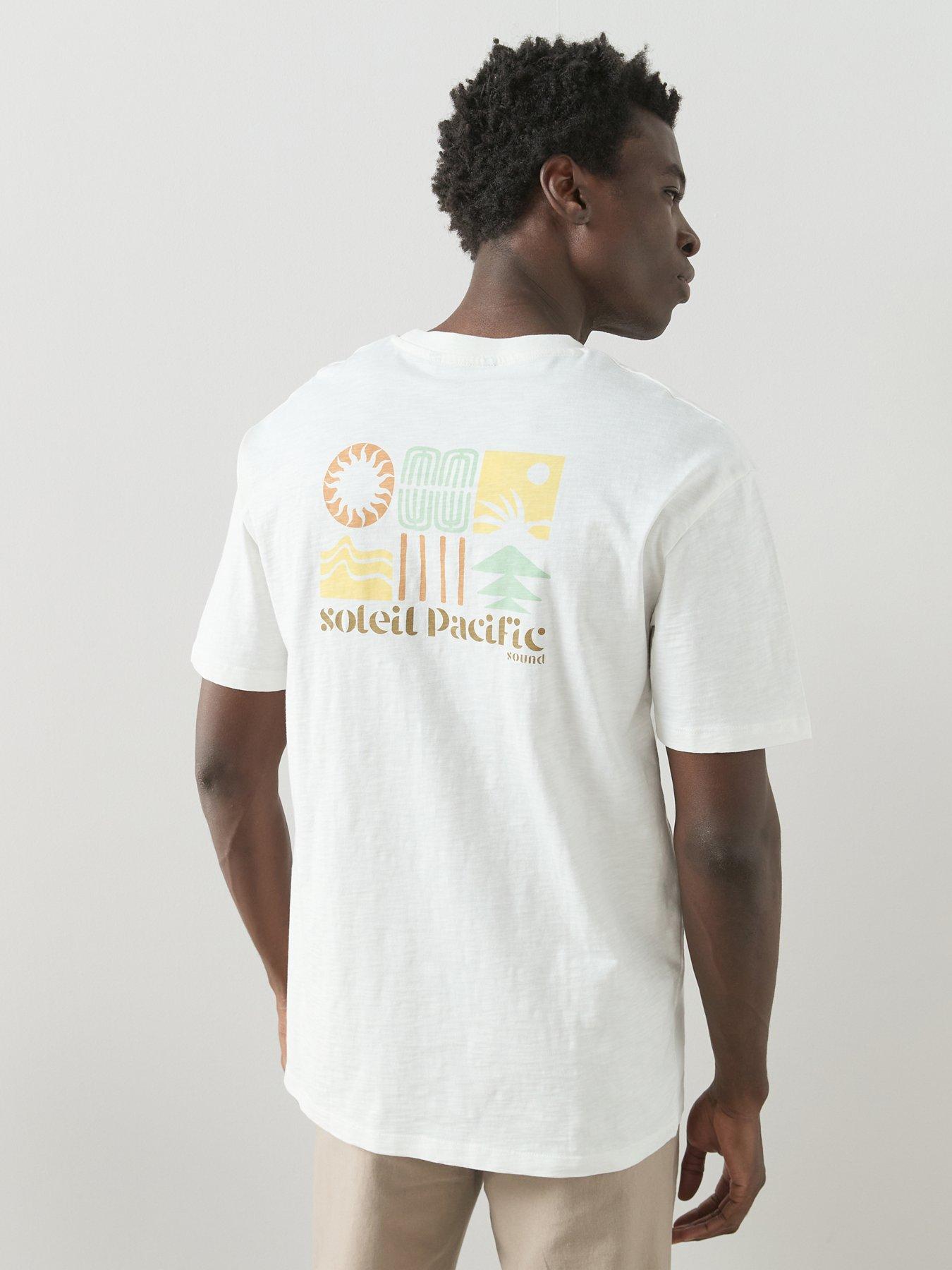 Very Man Relaxed Fit Soleil Pacific Back Print T-Shirt - Ecru