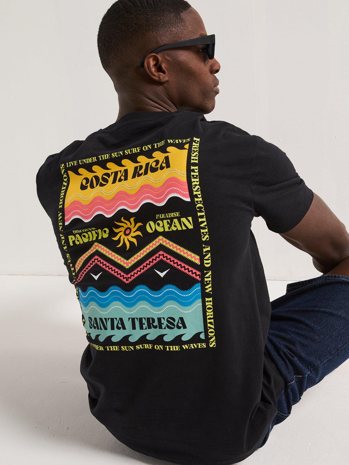 undefined Relaxed Fit Costa Rica Back Print T-Shirt - Black