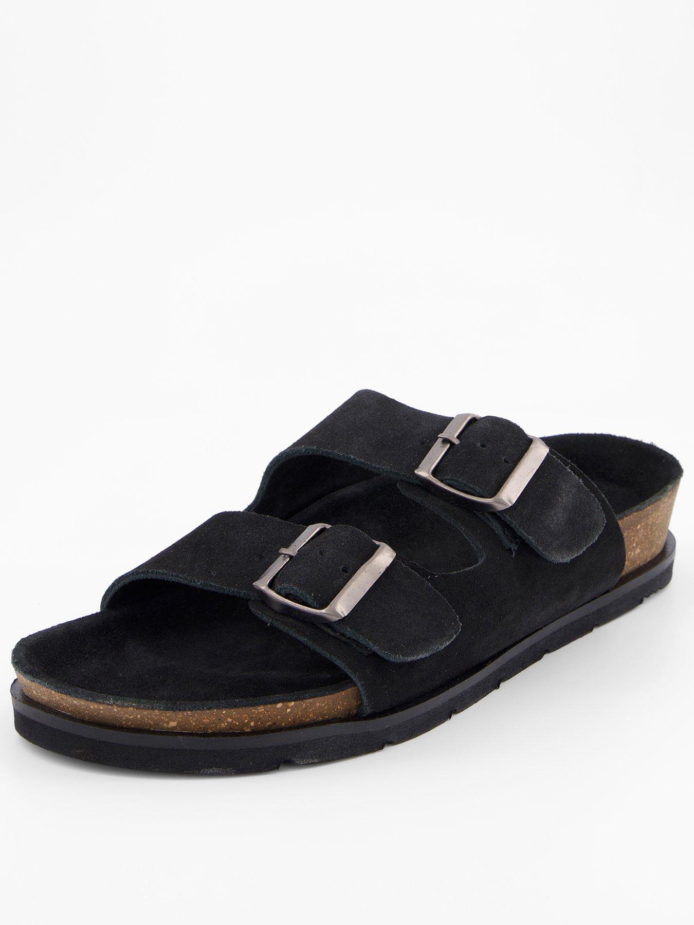 very-man-suede-footbed-sandal-black