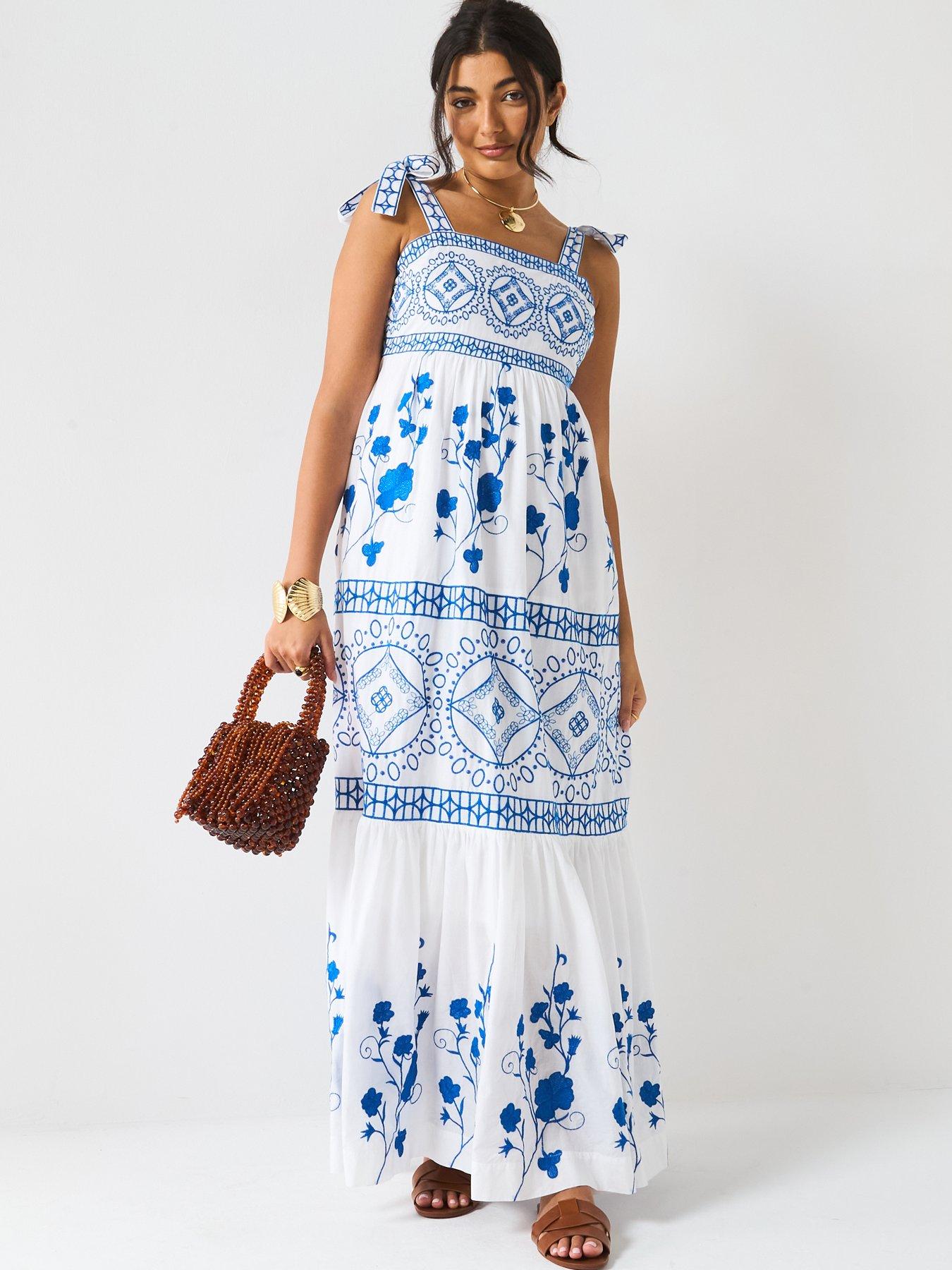 v-by-very-contrast-embroidered-midaxi-dress-blue