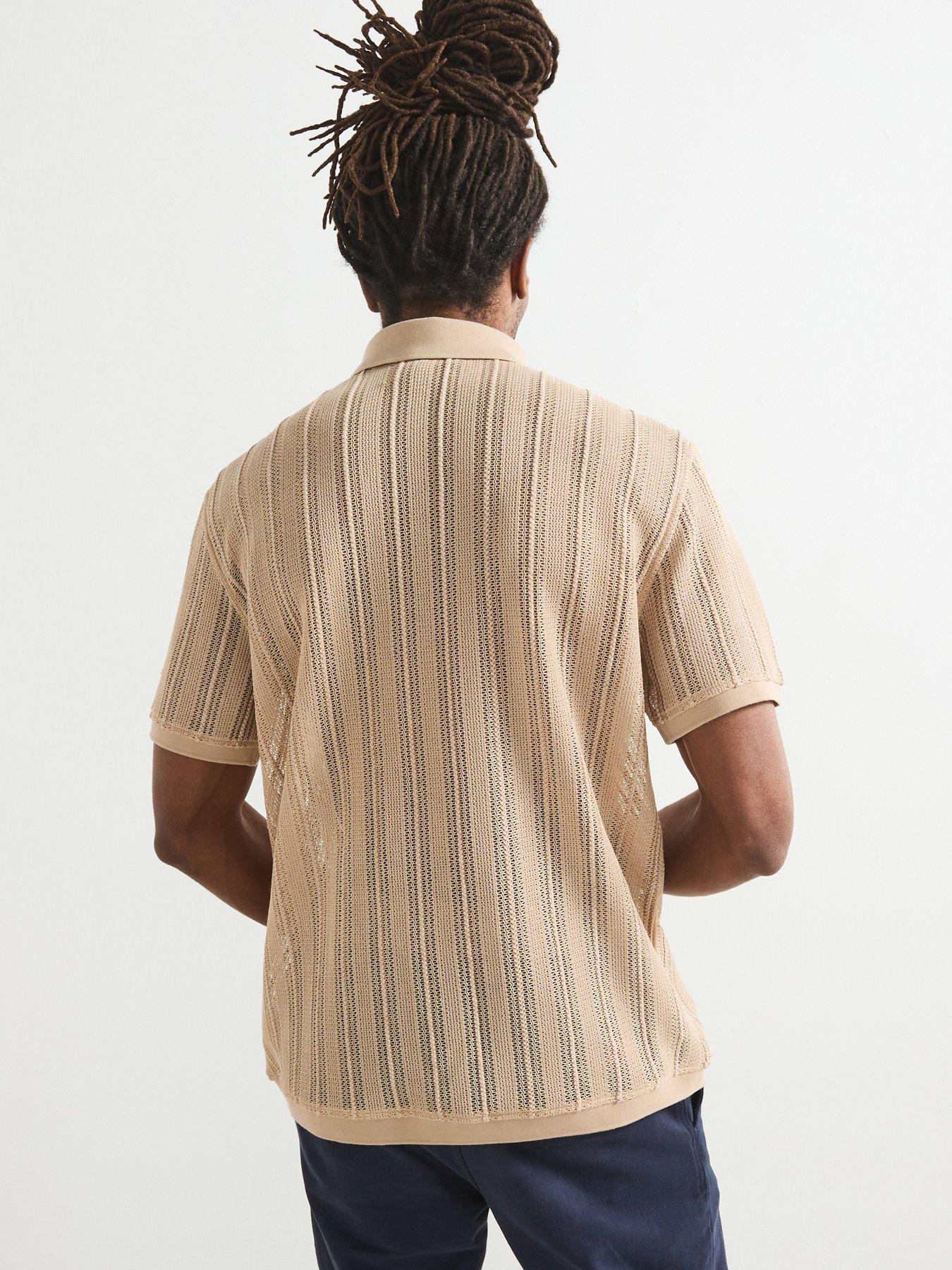  image of very-man-crochet-shirt-beige