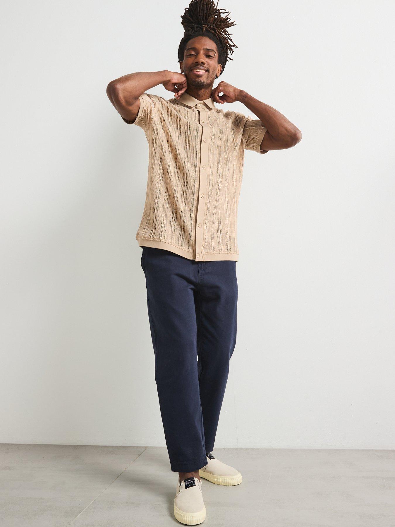  image of very-man-crochet-shirt-beige