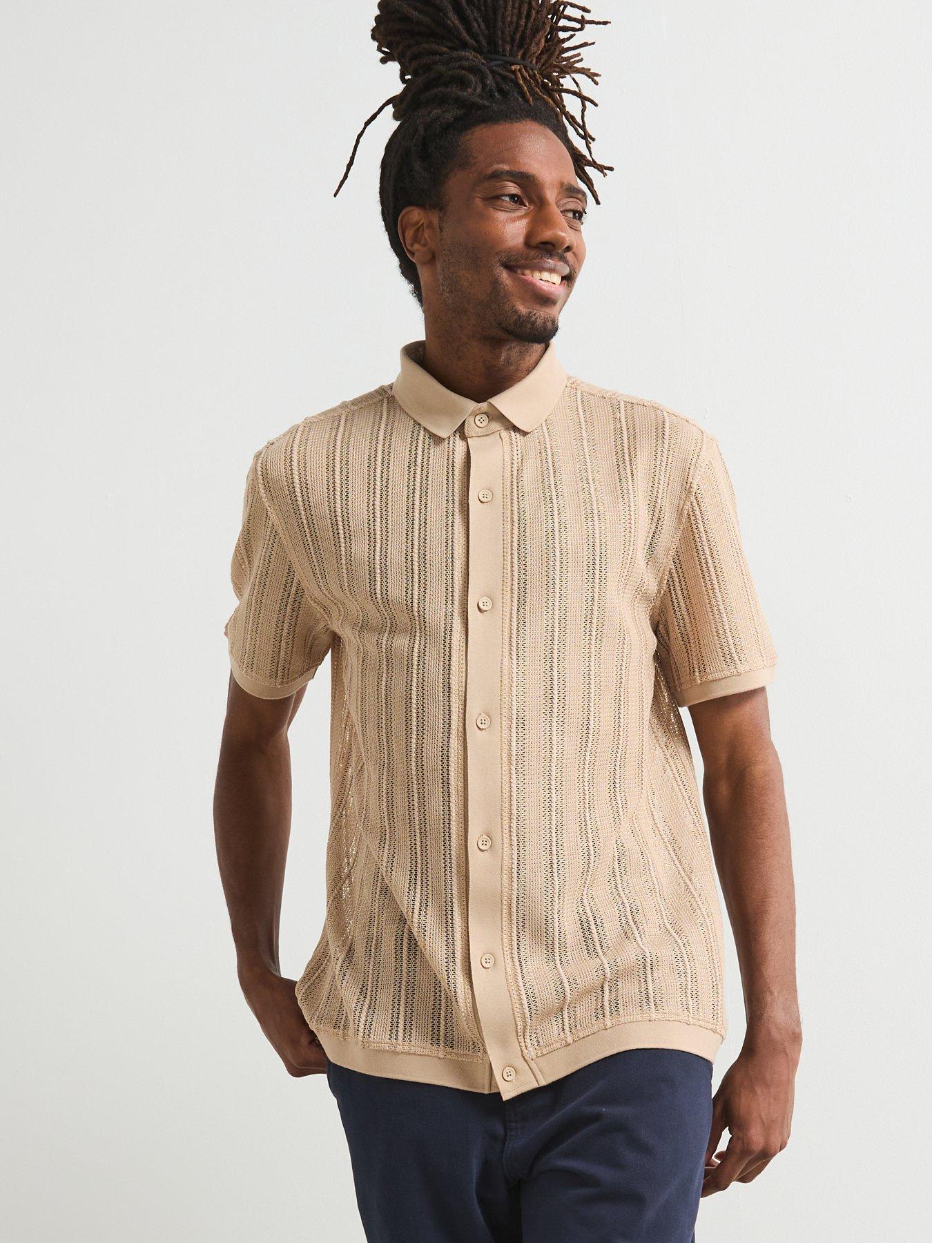  image of very-man-crochet-shirt-beige