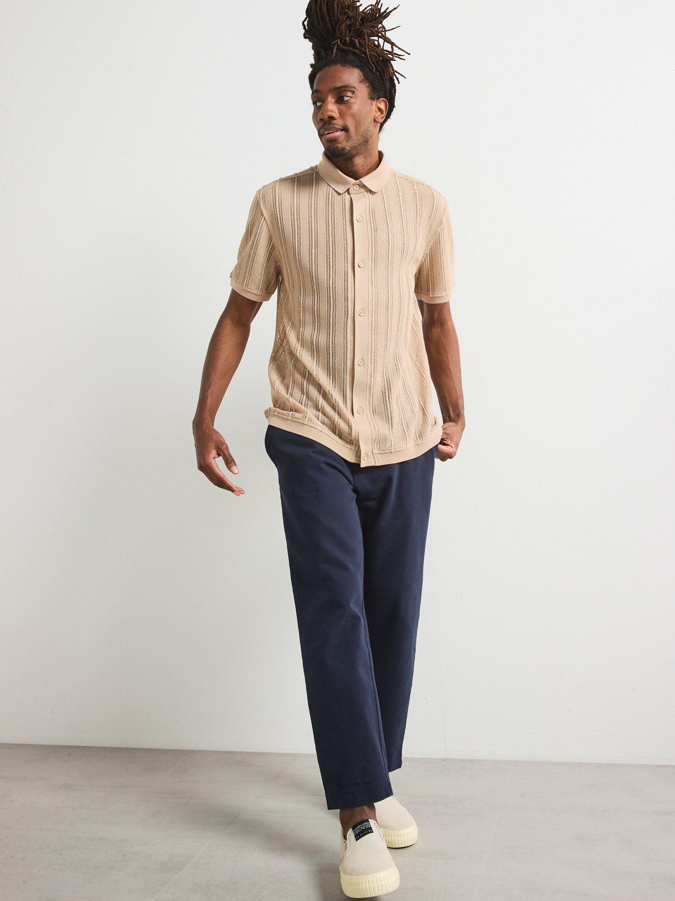  image of very-man-crochet-shirt-beige