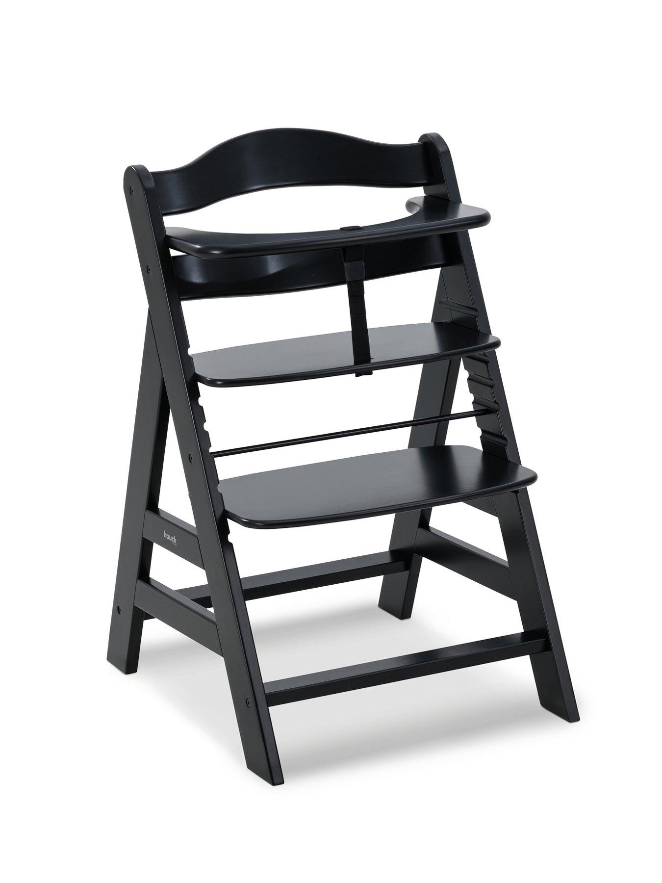 front image of hauck-alpha-wooden-highchair-black