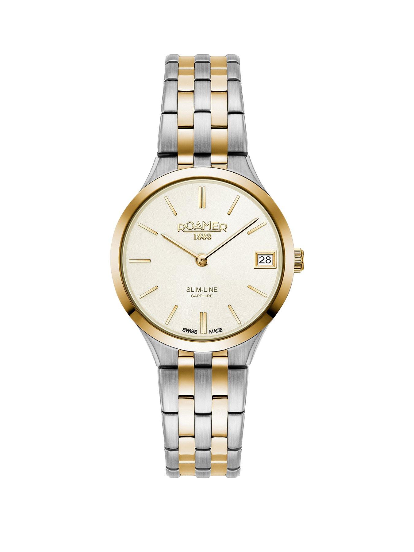 undefined Swiss Made Slim-Line Classic Ladies with a Champagne Dial in a Gold IP Two Tone Stainless Steel Case and Bracelet