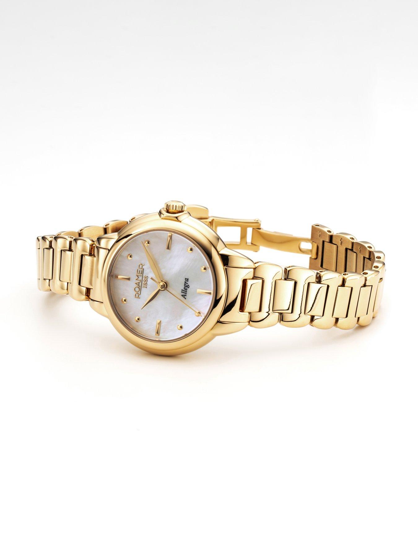 Image 2 of 4 of Roamer of Switzerland Swiss Made Allegra Ladies Watch with White MOP Dial in a Gold IP Case and Bracelet