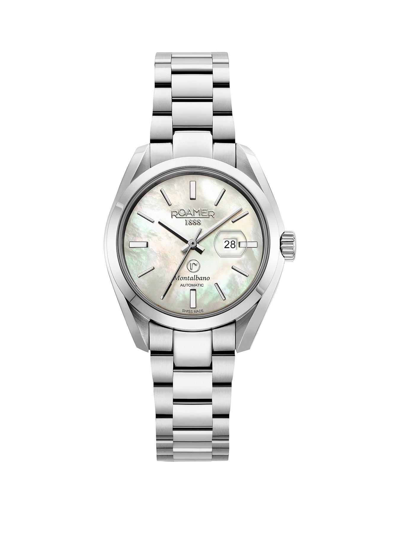 undefined Swiss Made Montalbano Ladies Automatic Watch with White MOP dial in a Stainless Steel Case and Bracelet with Date Feature