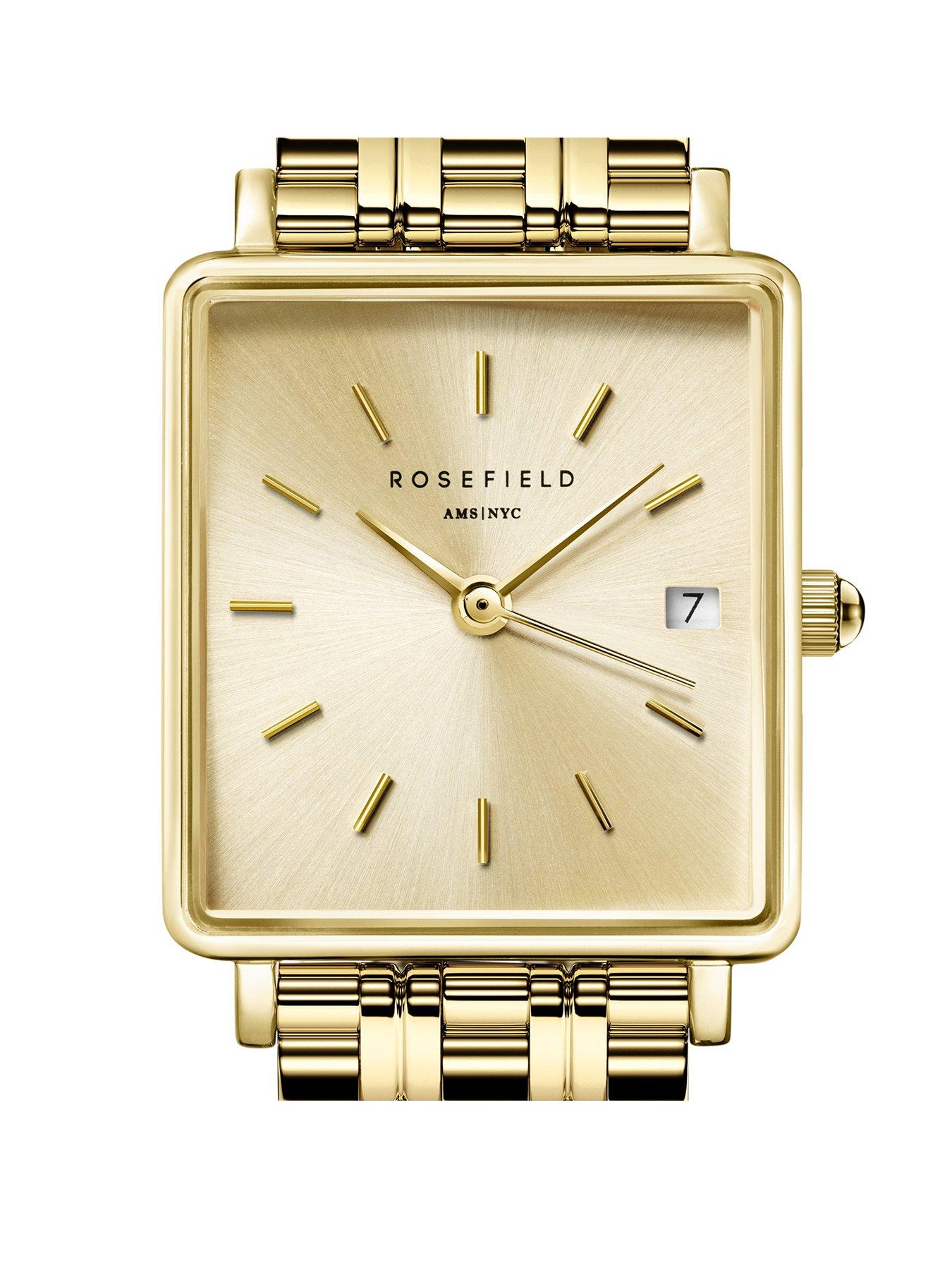 Image 2 of 4 of Rosefield Boxy XS Champagne Dial Watch in a Gold IP case and Stainless Steel Bracelet