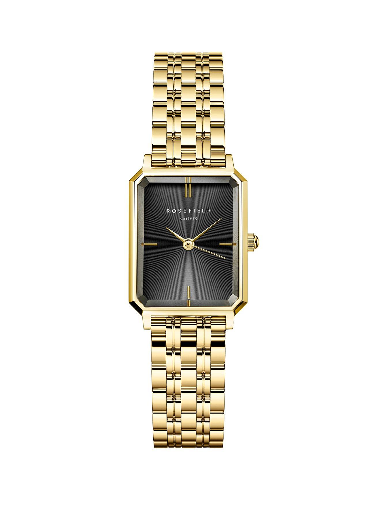 rosefield-octagon-xs-black-sunray-dial-in-a-gold-ip-case-and-stainless-steel-bracelet