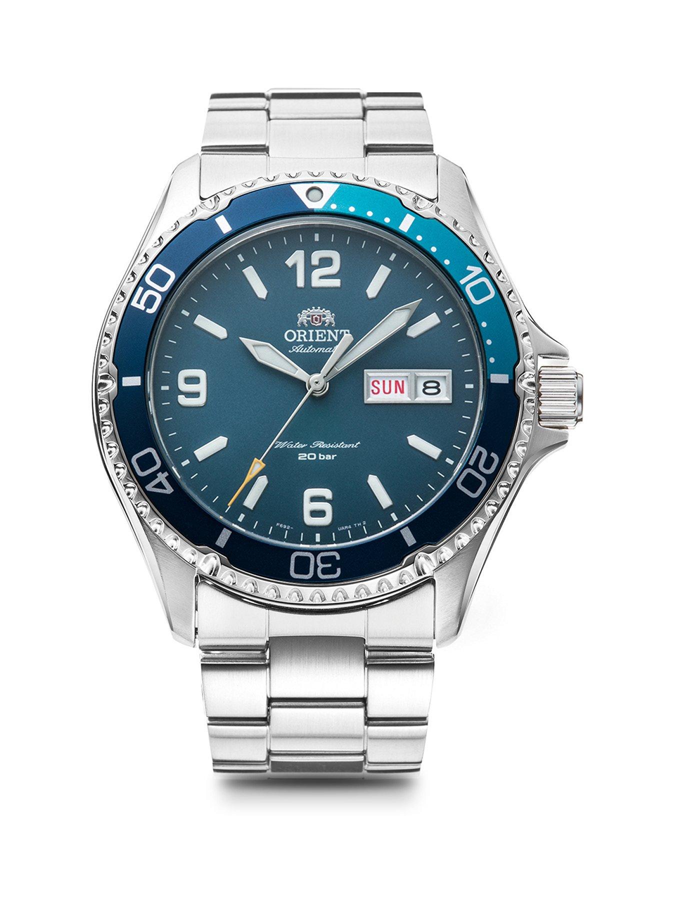 orient-automatic-mako-2023-200m-wr-divers-watch-with-blue-dial-and-stainless-steel-case-and-bracelet-and-unidirectional-bezel