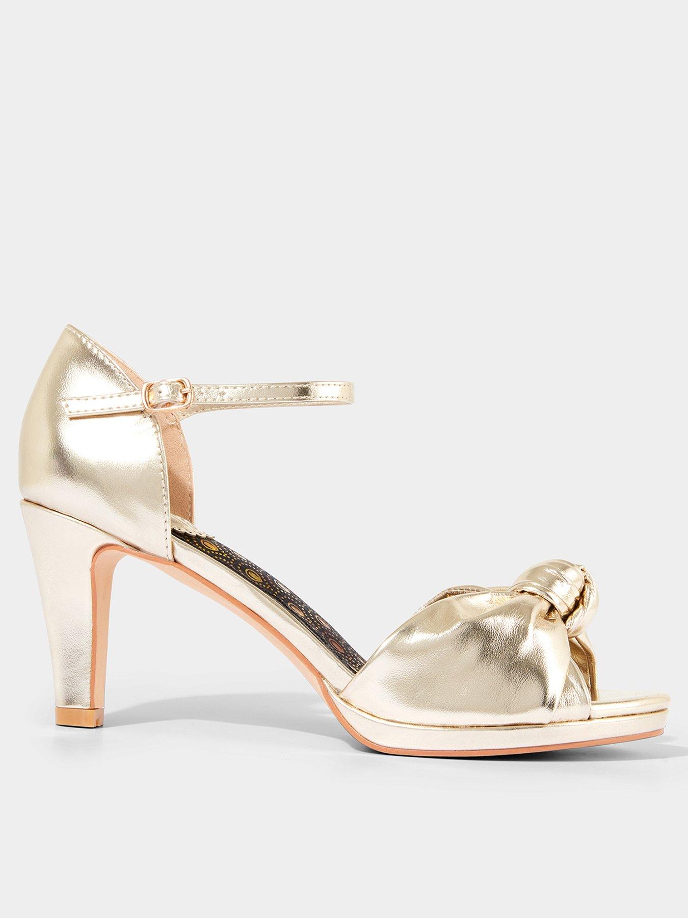  image of joe-browns-metallic-peep-toe-heels-gold