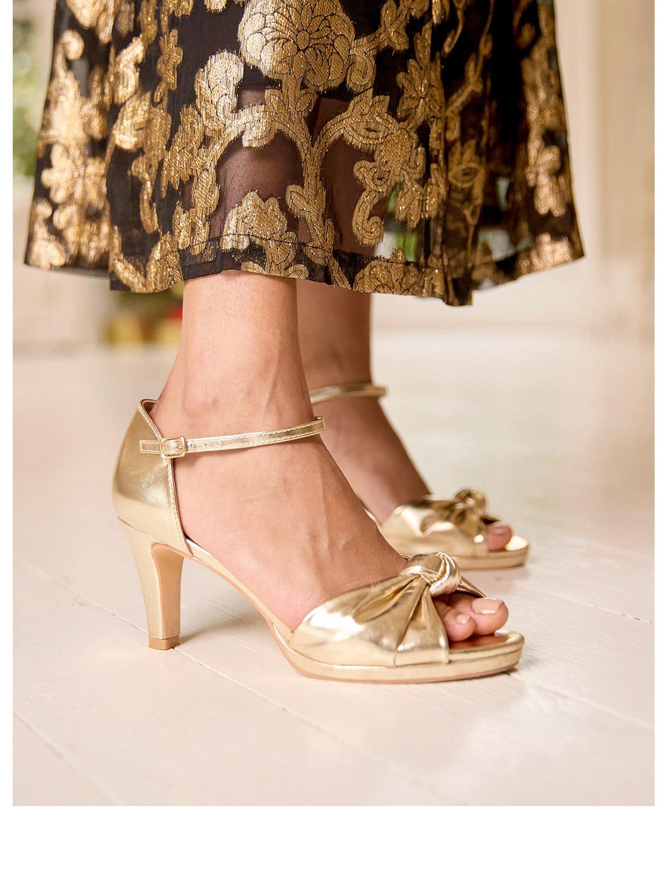  image of joe-browns-metallic-peep-toe-heels-gold