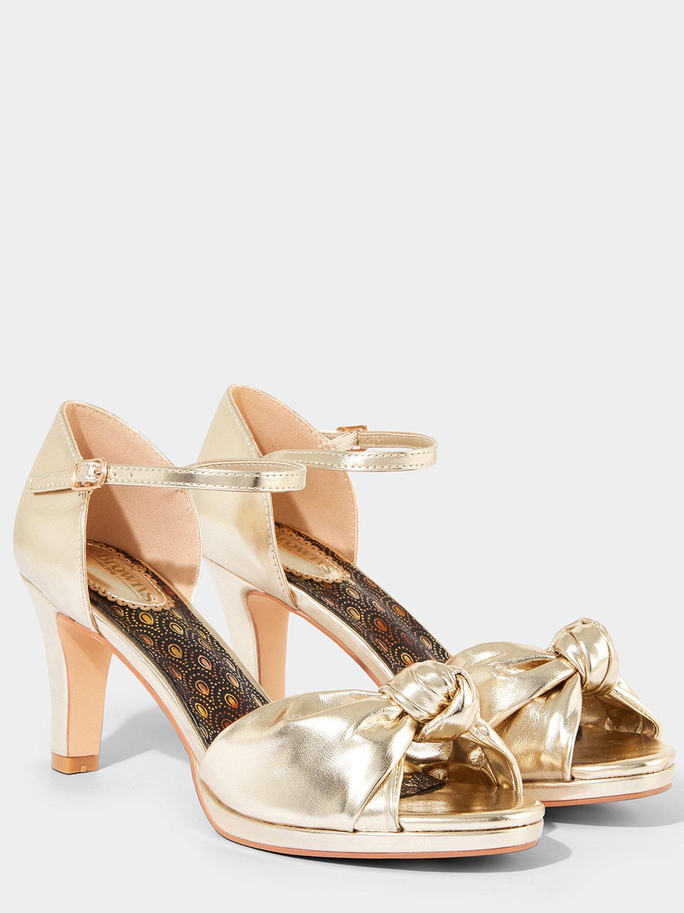  image of joe-browns-metallic-peep-toe-heels-gold