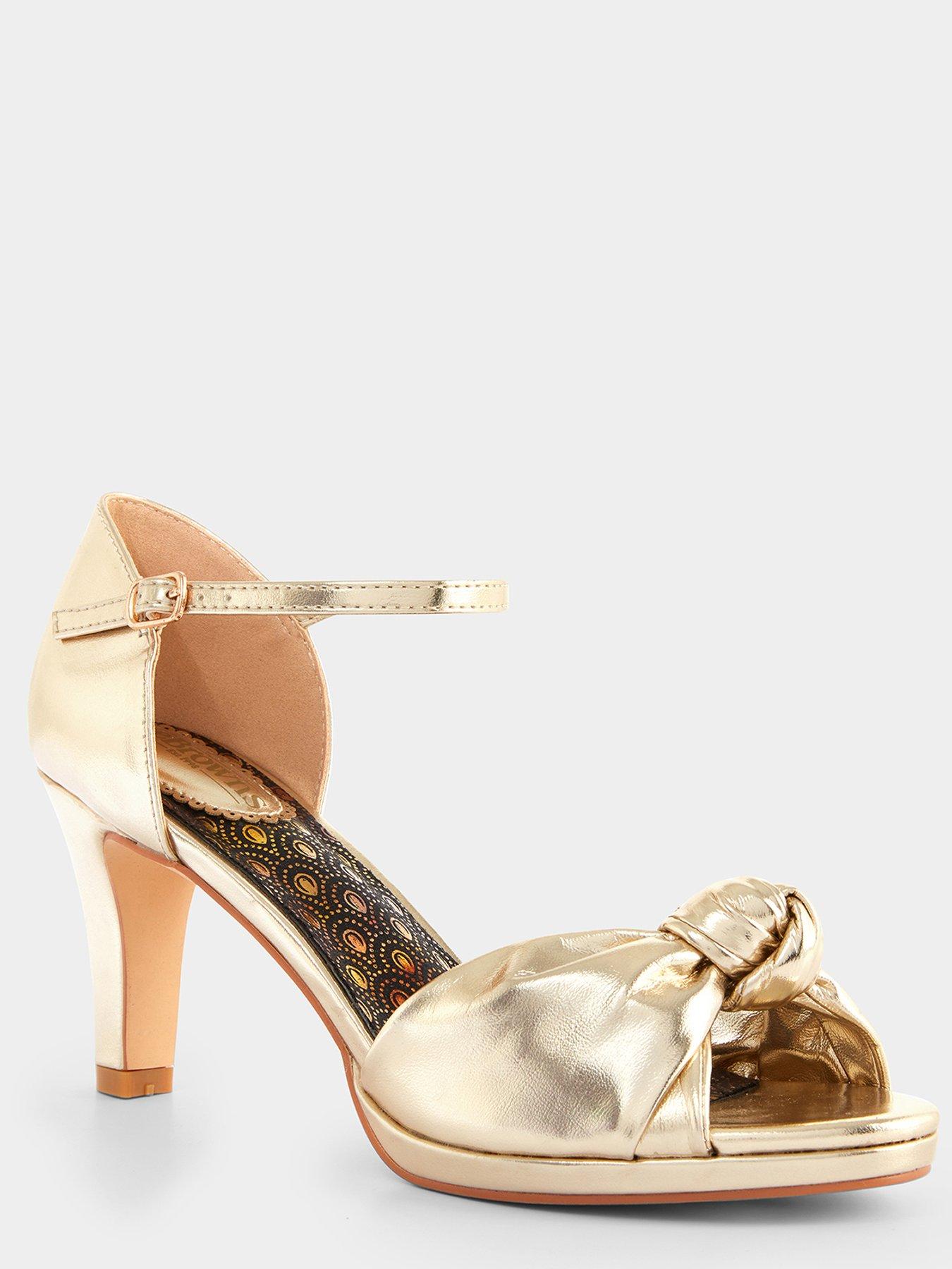  image of joe-browns-metallic-peep-toe-heels-gold