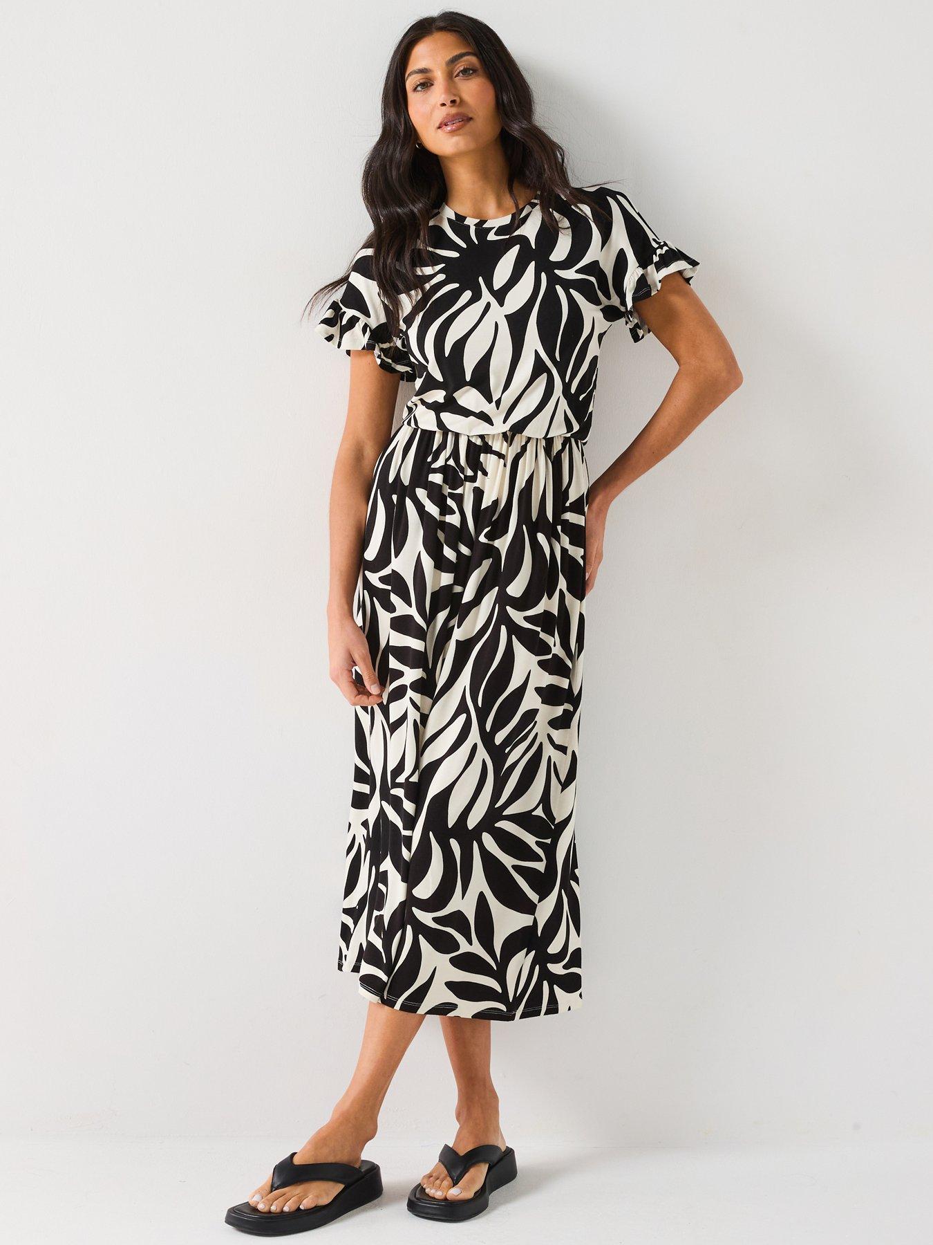 V by Very Frill Sleeve Midaxi - Print