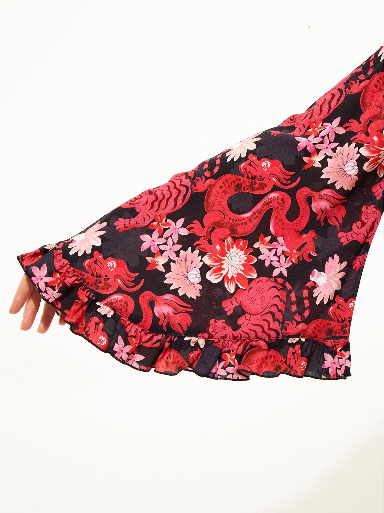  image of joe-browns-pink-print-dressing-gown