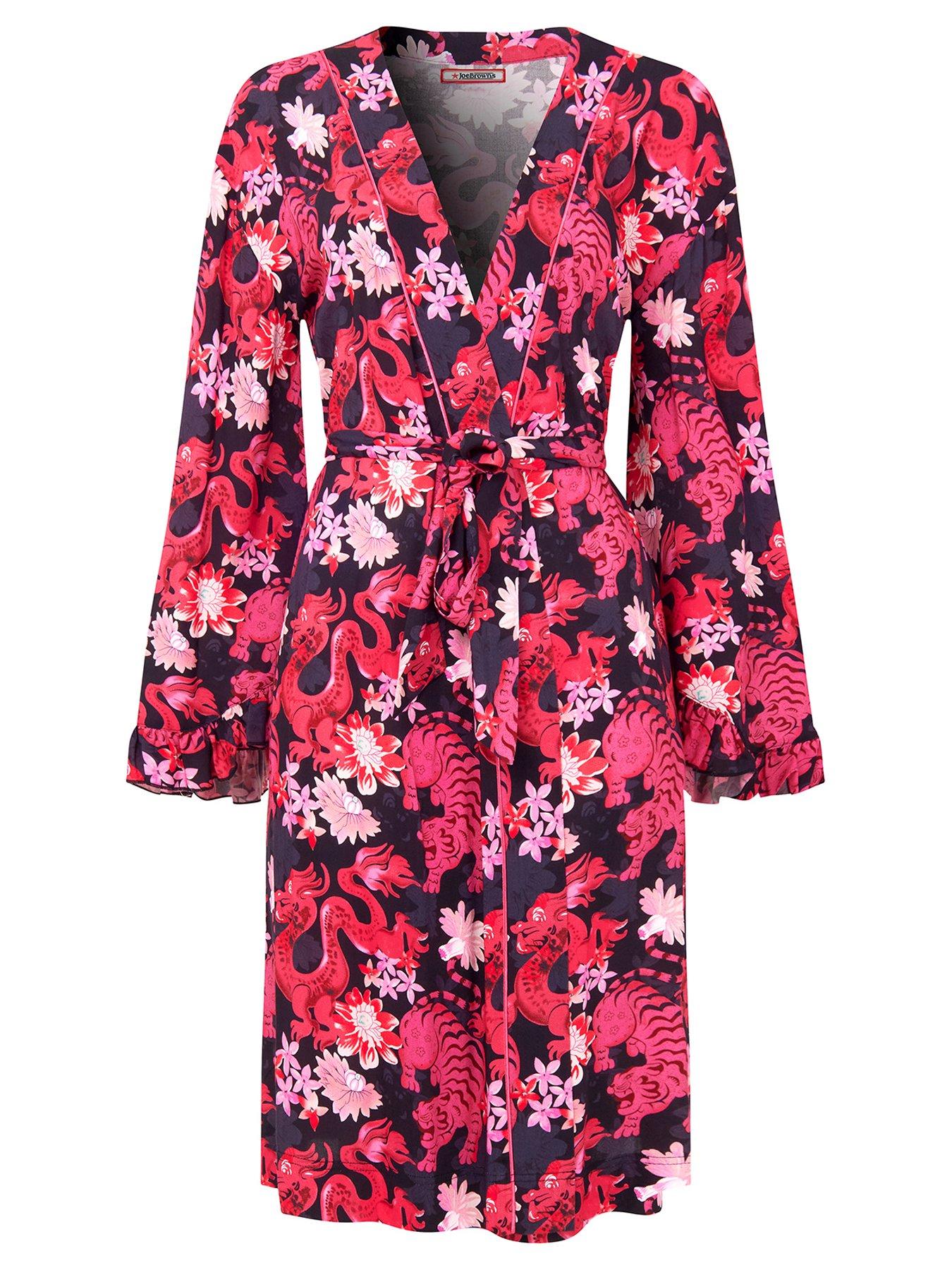  image of joe-browns-pink-print-dressing-gown