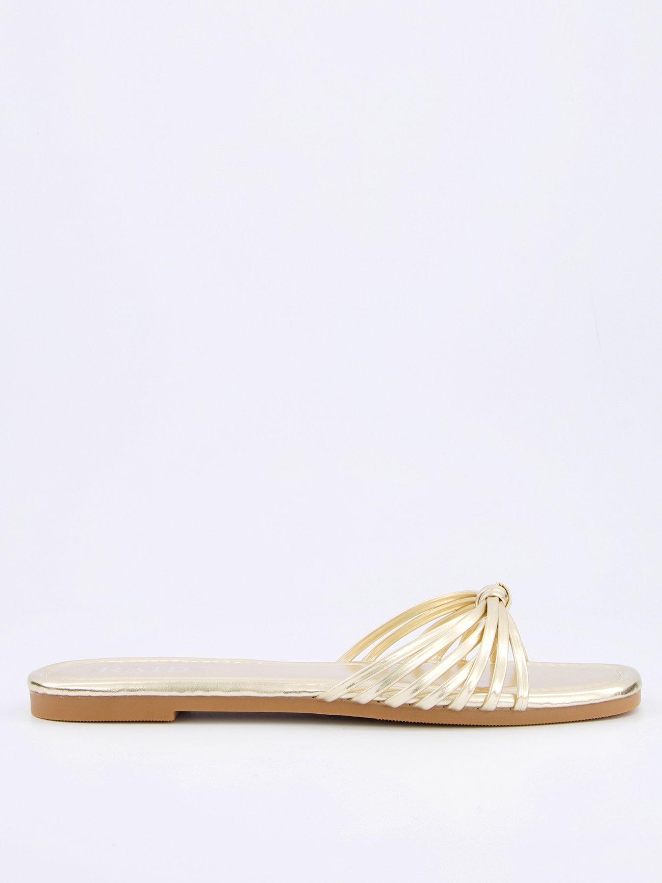 stillFront image of raid-wide-fit-bella-flat-sandals-gold