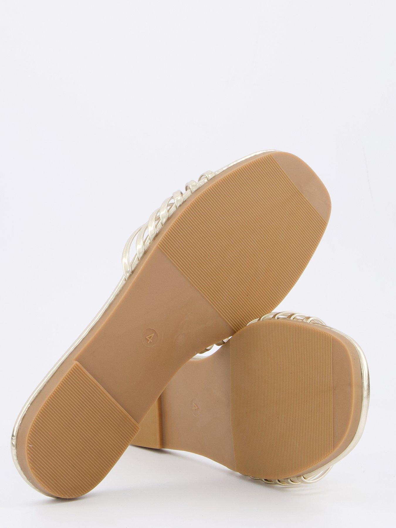  image of raid-wide-fit-bella-flat-sandals-gold