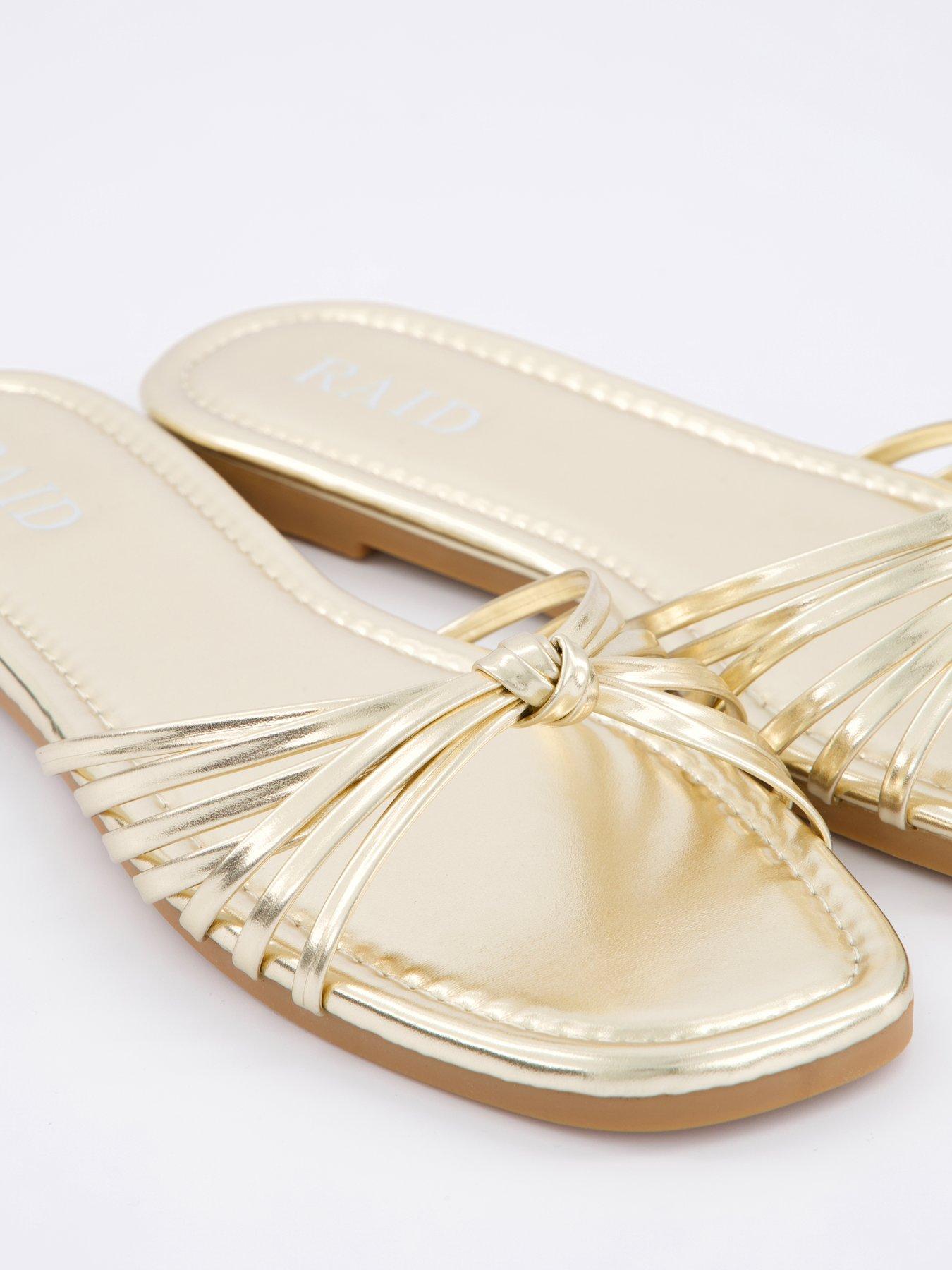  image of raid-wide-fit-bella-flat-sandals-gold