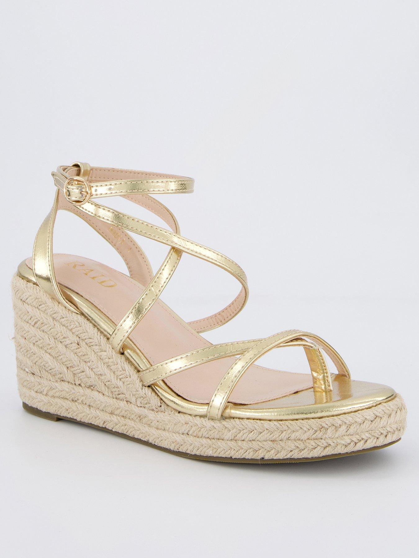  image of raid-hadia-sandals-wedges-gold