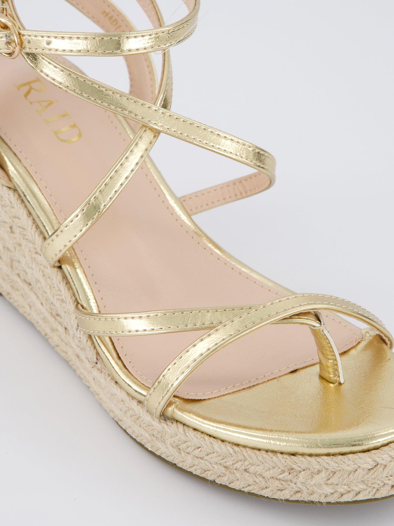  image of raid-hadia-sandals-wedges-gold