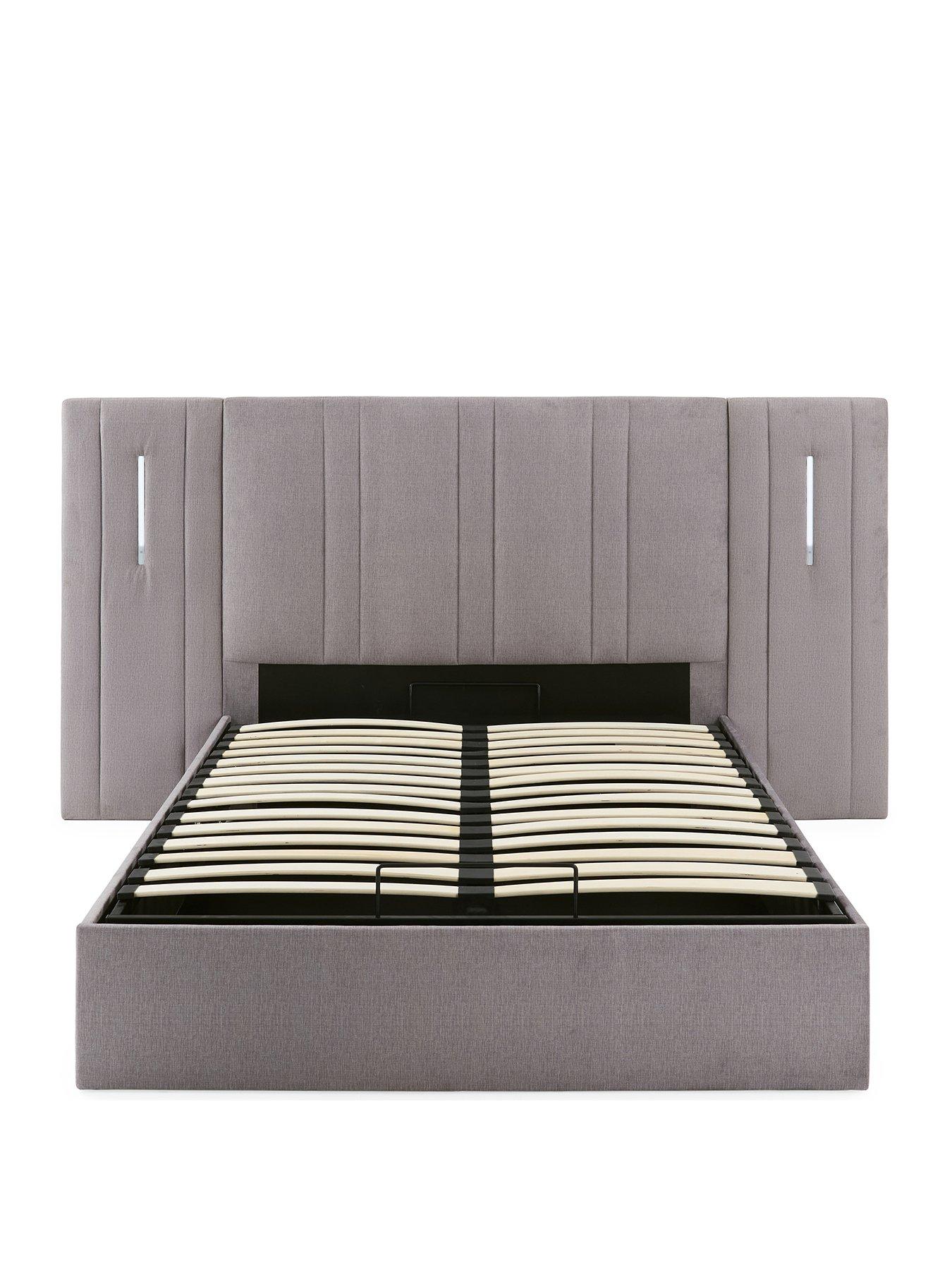  image of very-home-hera-connect-end-liftnbspottoman-storage-bed-with-led-lights-and-mattress-optionsnbsp--grey