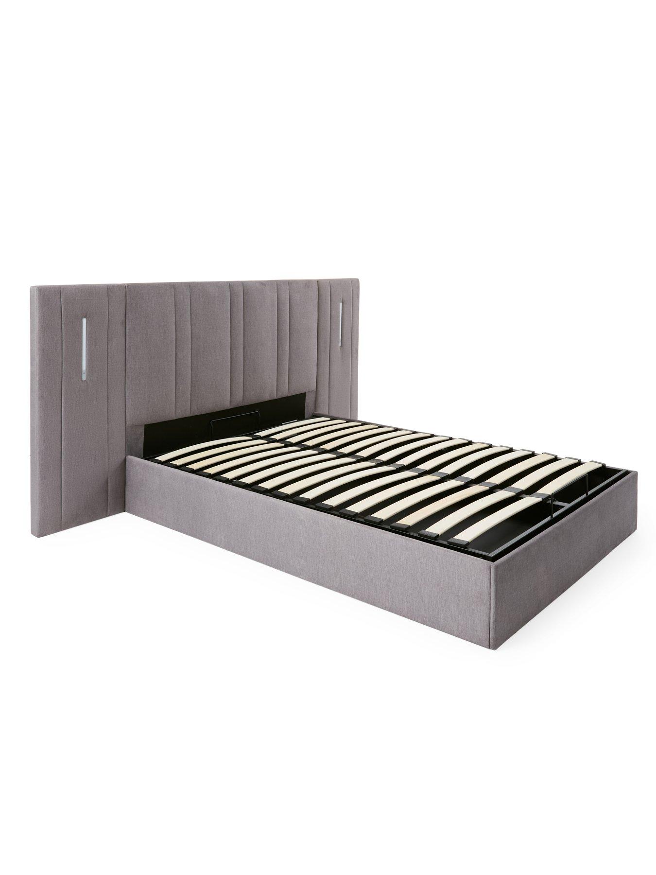  image of very-home-hera-connect-end-liftnbspottoman-storage-bed-with-led-lights-and-mattress-optionsnbsp--grey