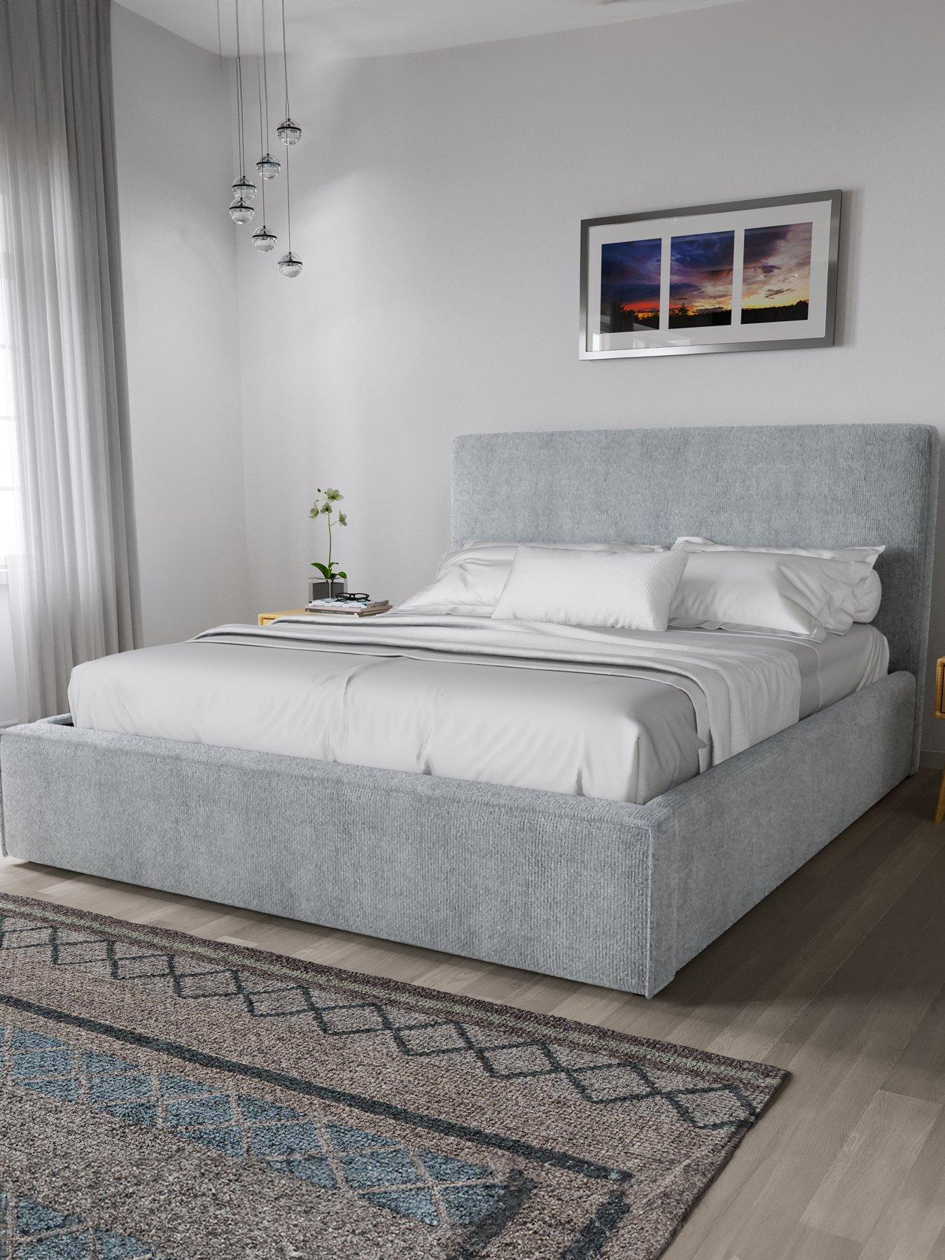 Very Home Langley Fabric Bed Frame with Mattress Options (Buy  &  SAVE!) - Grey