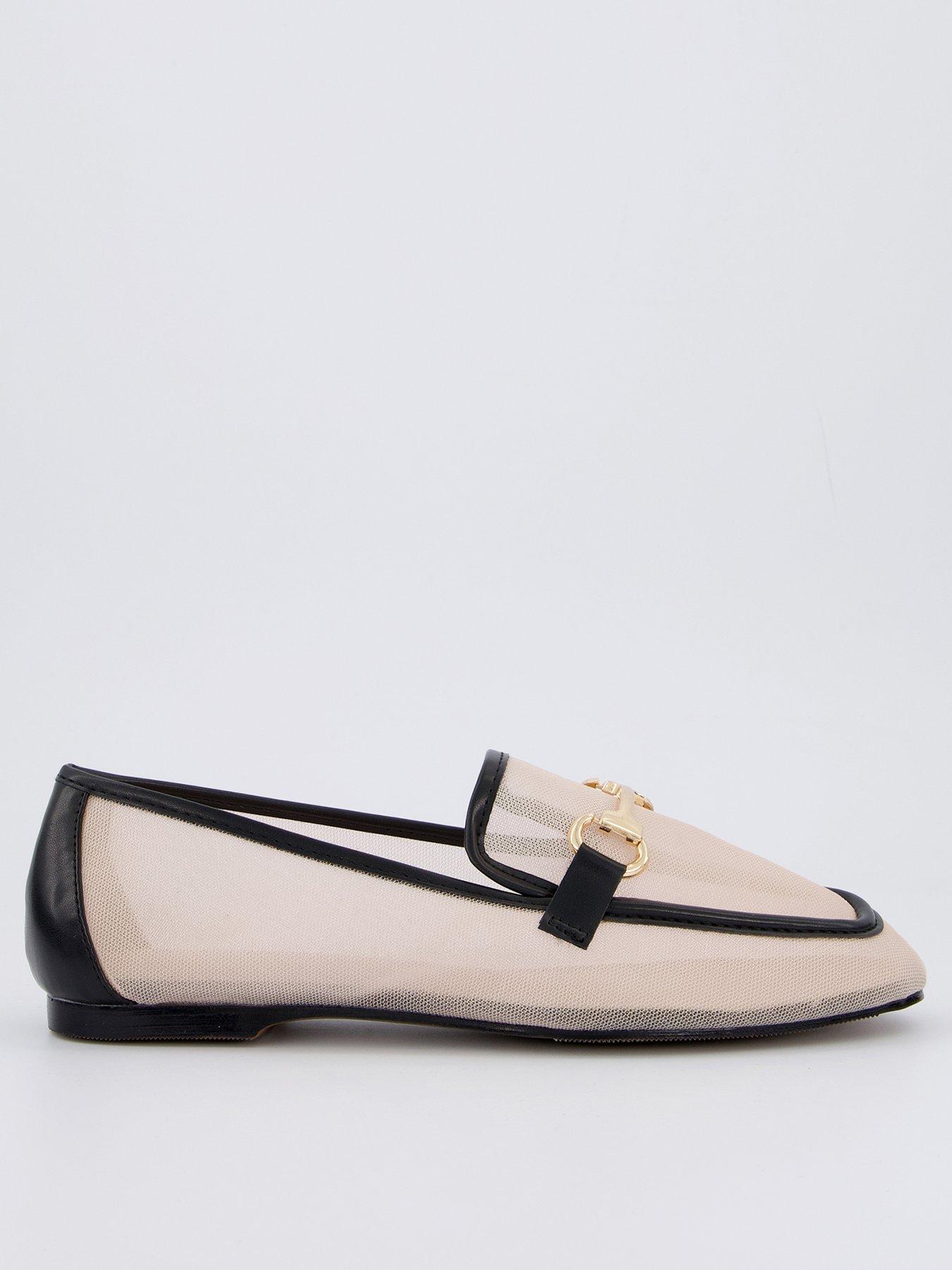 Image 1 of 7 of Raid Graice Mesh Loafer Shoes - Black and Cream