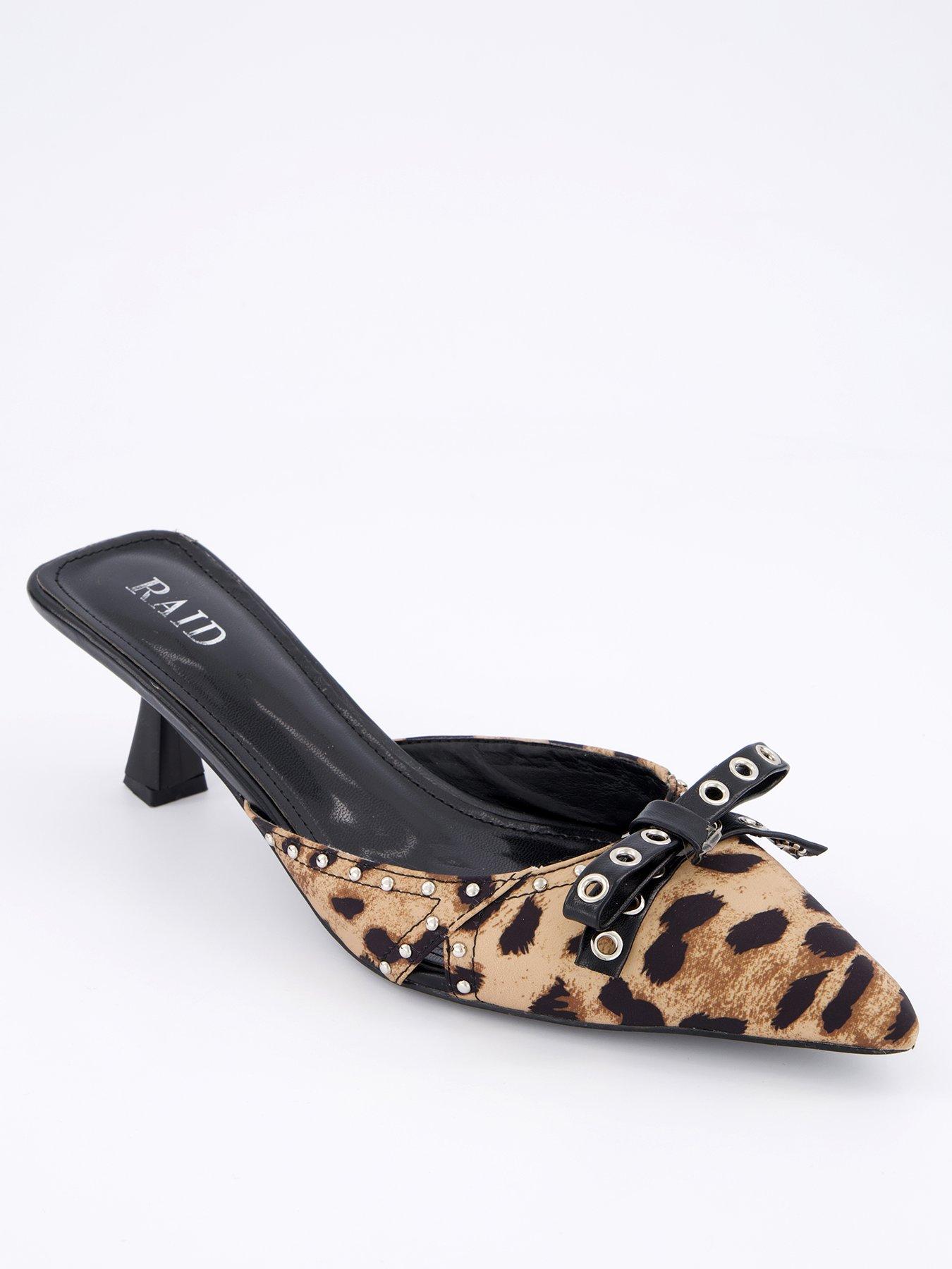  image of raid-tinsley-kitten-heel-mules-leopard