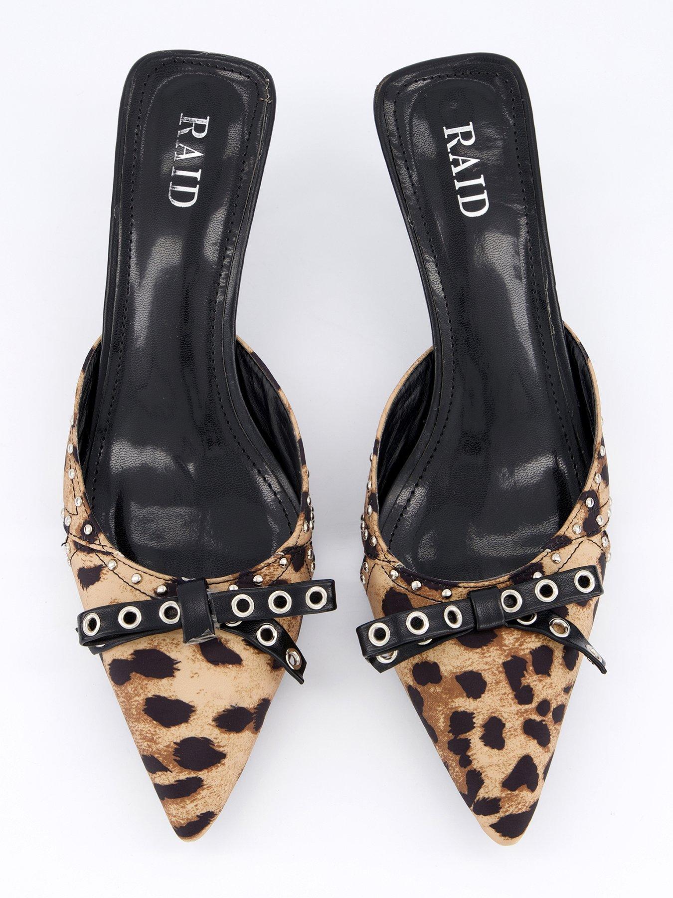  image of raid-tinsley-kitten-heel-mules-leopard