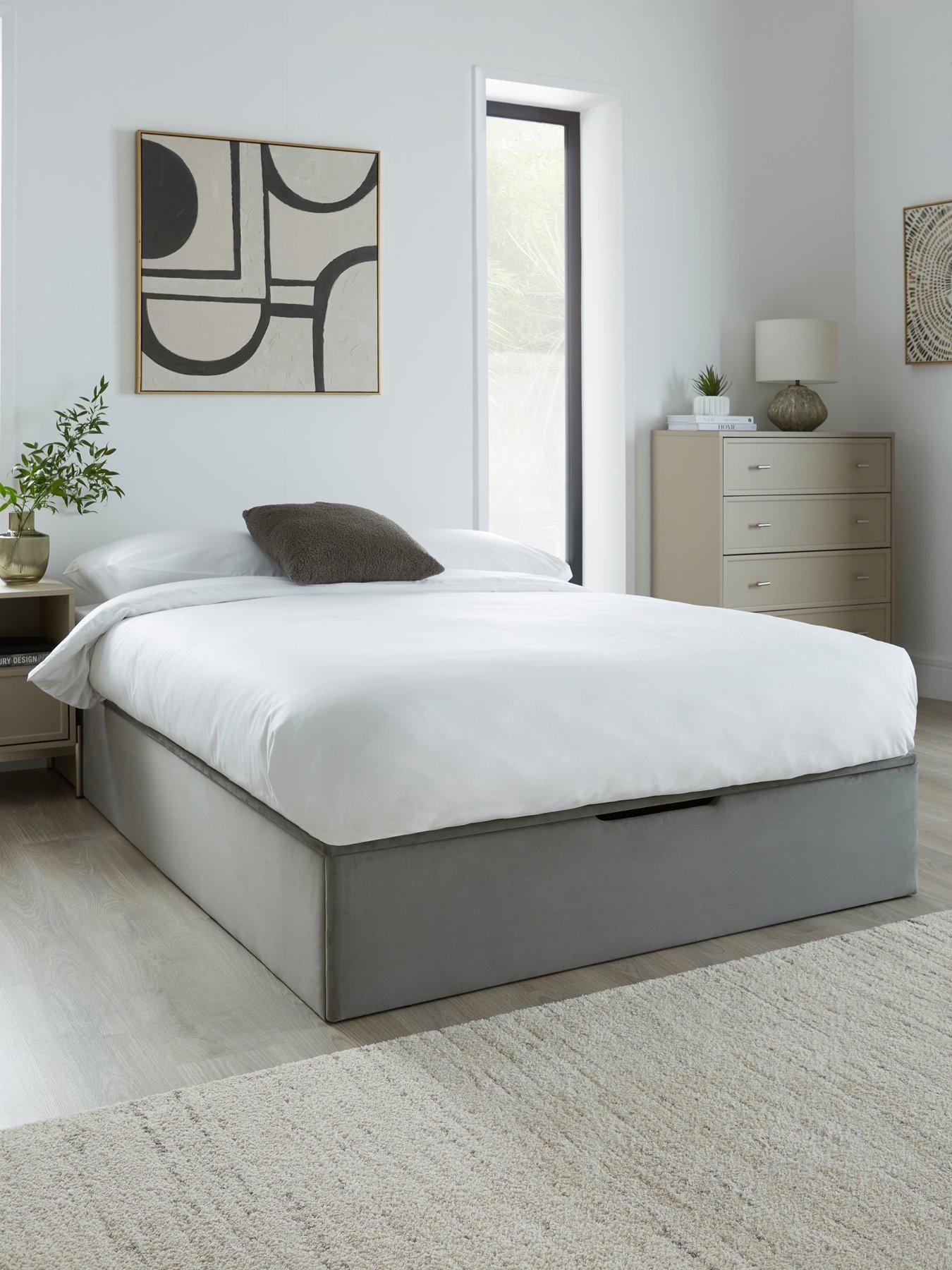 Image 1 of 7 of Very Home Duncan End Lift Up Storage Ottoman Bed with Mattress Options (Buy &amp; SAVE!) - Grey