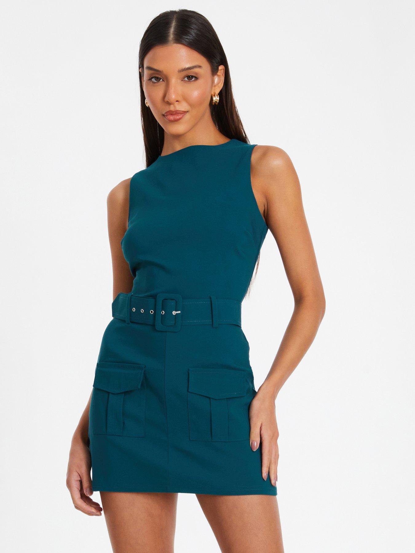 Image 1 of 6 of Quiz Teal Round Neck Skort Playsuit