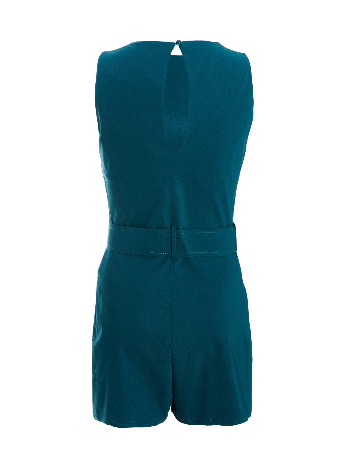 Image 5 of 6 of Quiz Teal Round Neck Skort Playsuit