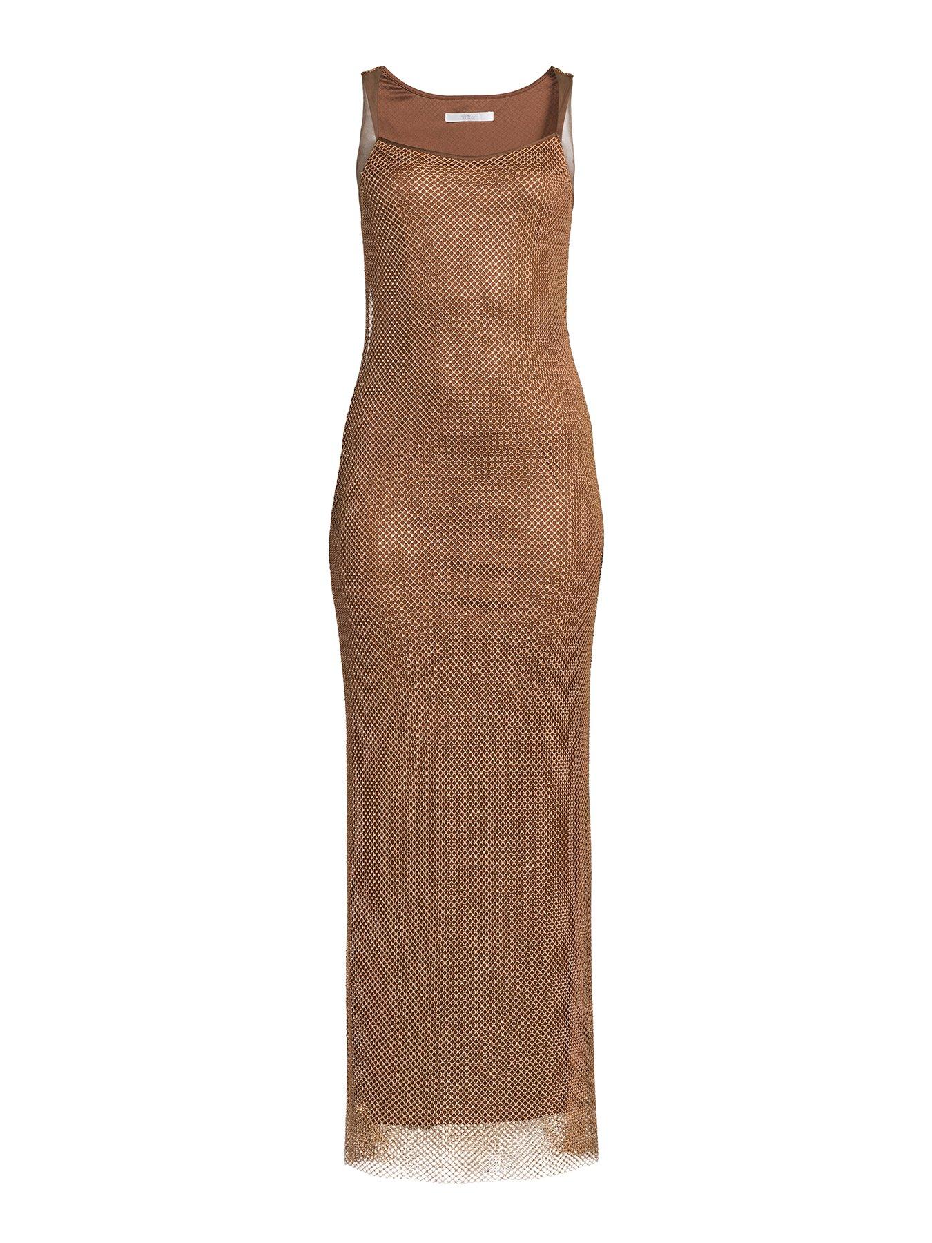 Michelle Keegan Diamante Embellished Vest Dress Brown Littlewoods