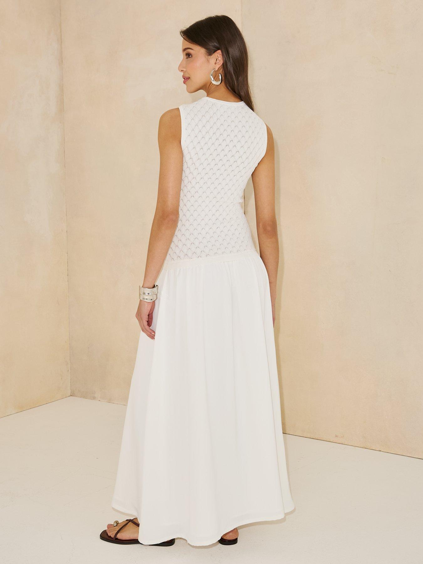 michelle keegan white denim dress Michelle Keegan White Denim Bodycon Midi Dress 8 Button Front Stretch Party