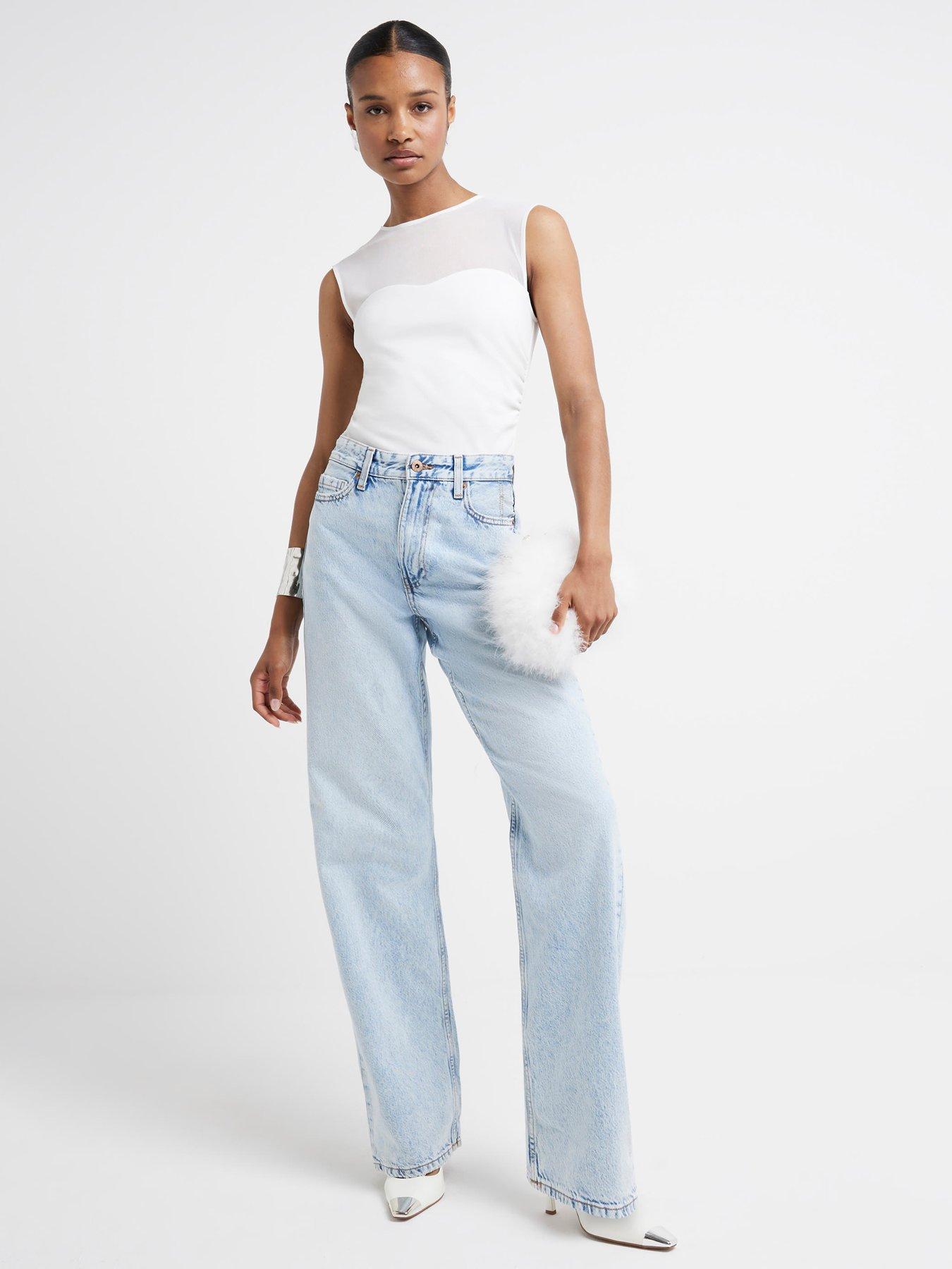 River Island Relaxed Straight Jean - Light Denim