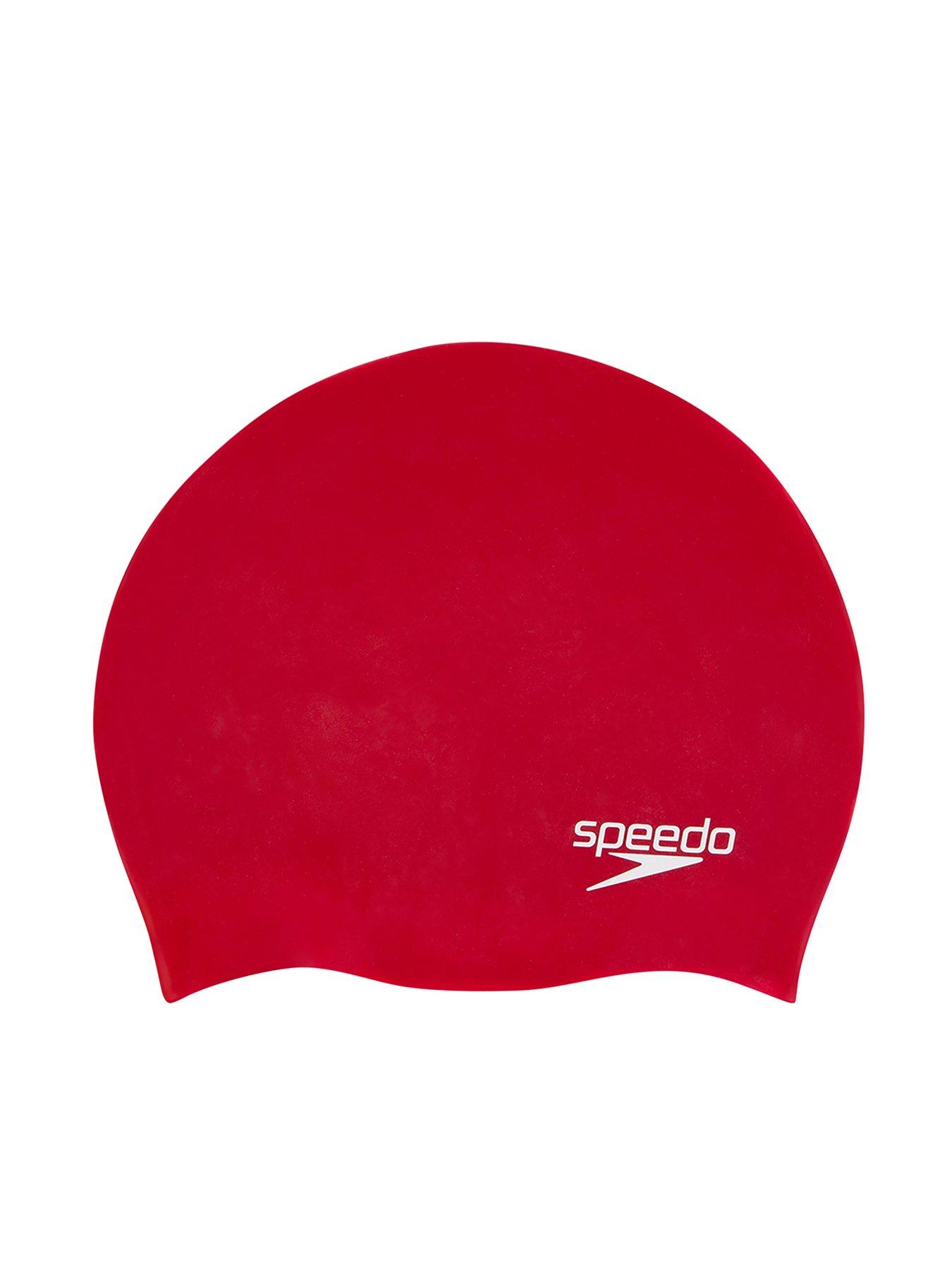 speedo-plain-moulded-silicone-junior-swimming-cap-red