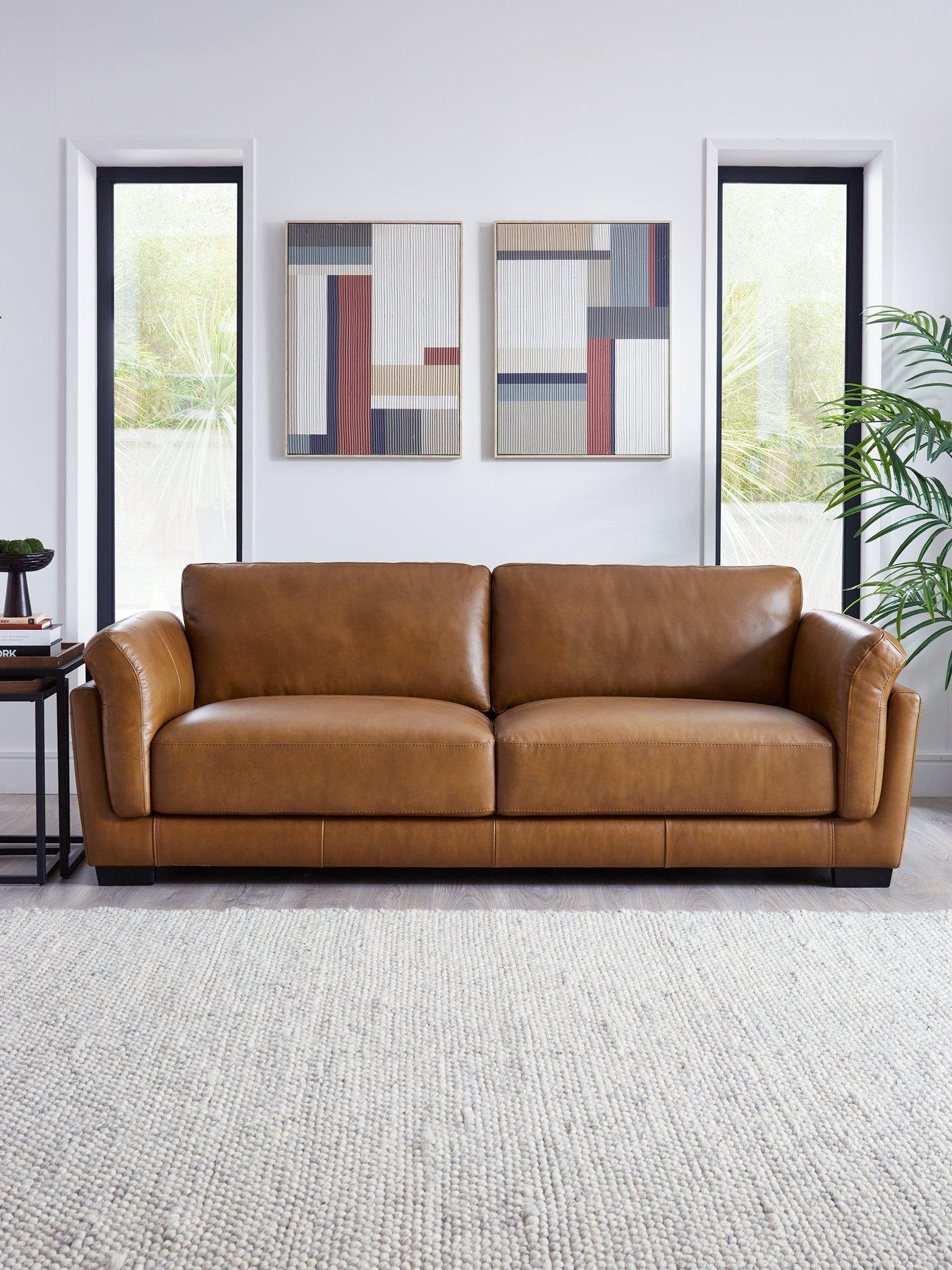 very-home-morena-3-seater-standard-back-leather-sofa