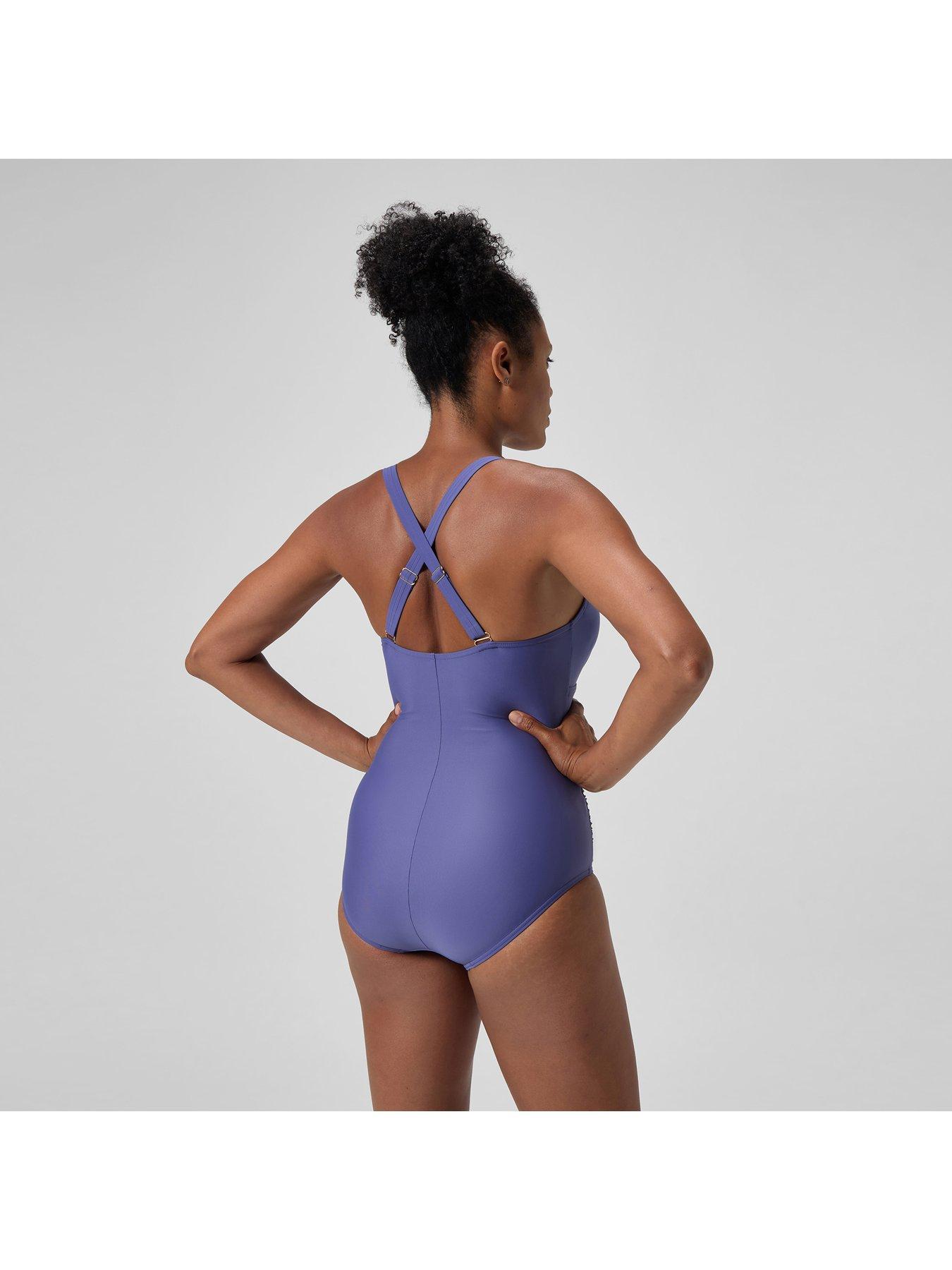 image of speedo-womens-shaping-v-neck-1-piece-purple