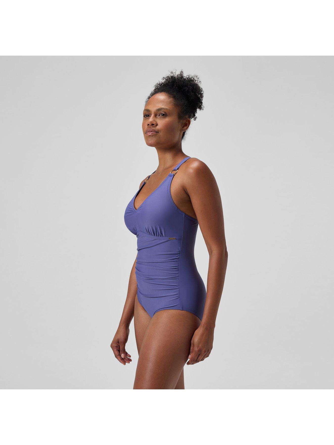  image of speedo-womens-shaping-v-neck-1-piece-purple