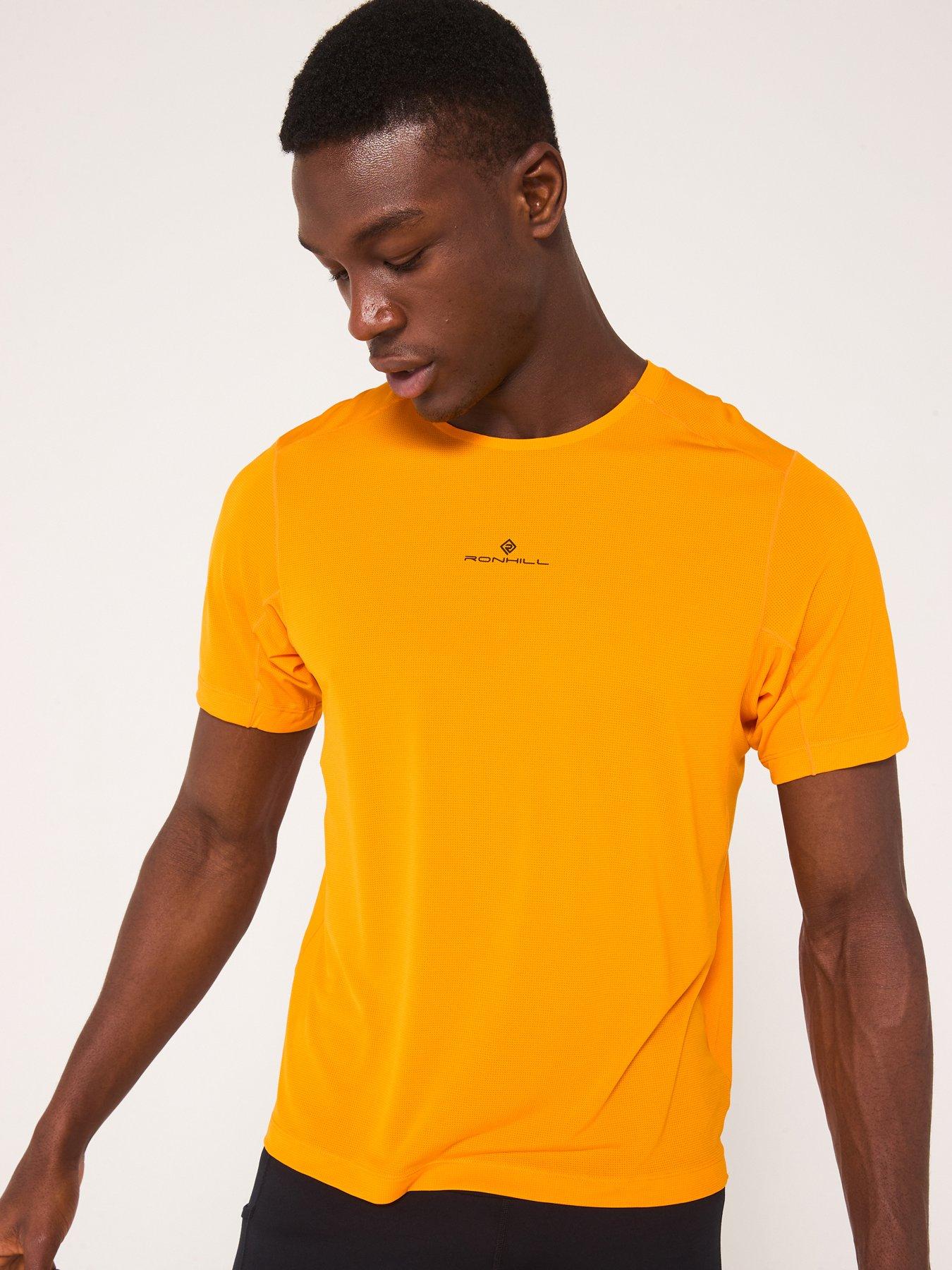  image of ronhill-mens-running-tech-short-sleeve-tee-tangeloblack